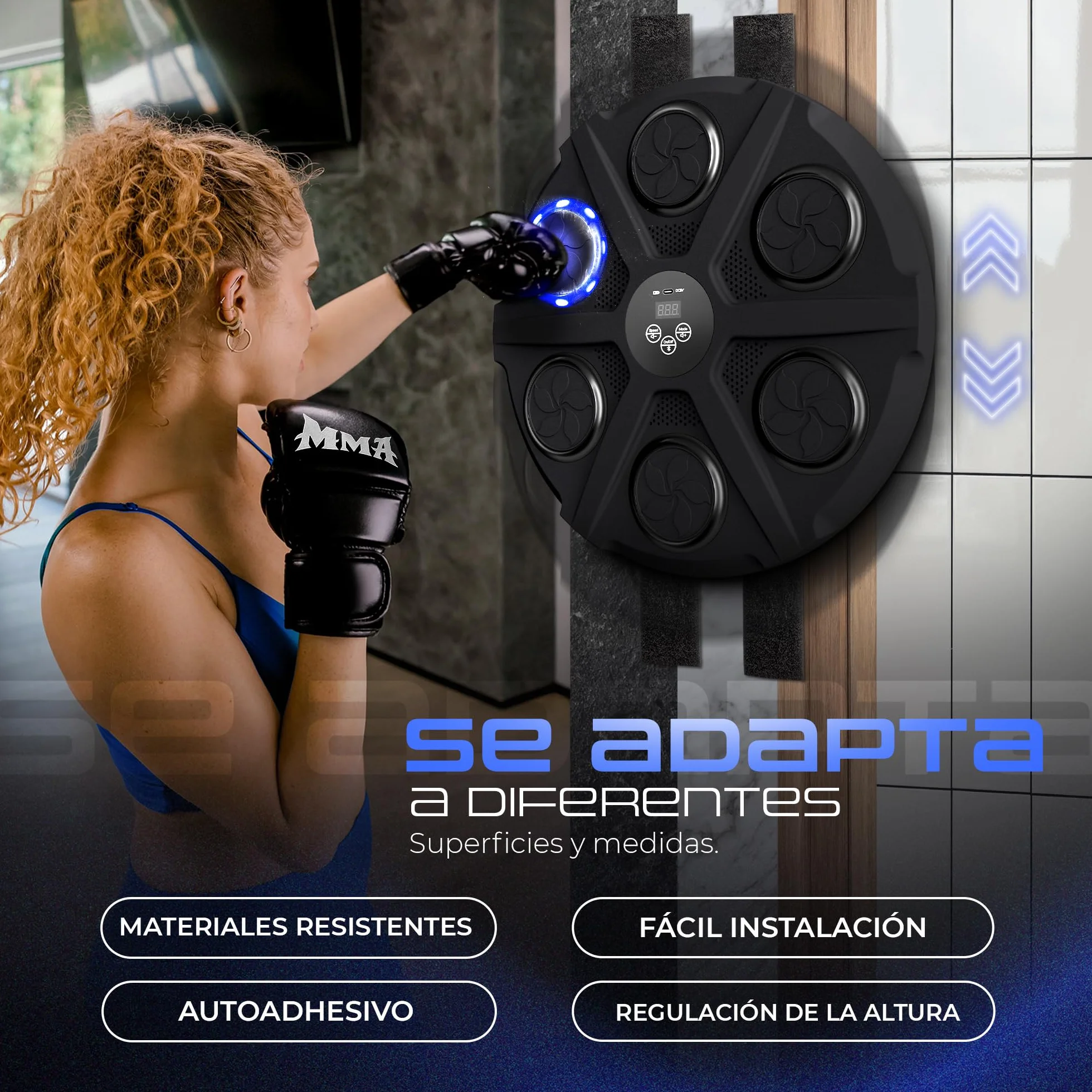 Ezero Maquina de Boxeo Musical con Bluetooth LED 12 Niveles Entrenamiento Pared