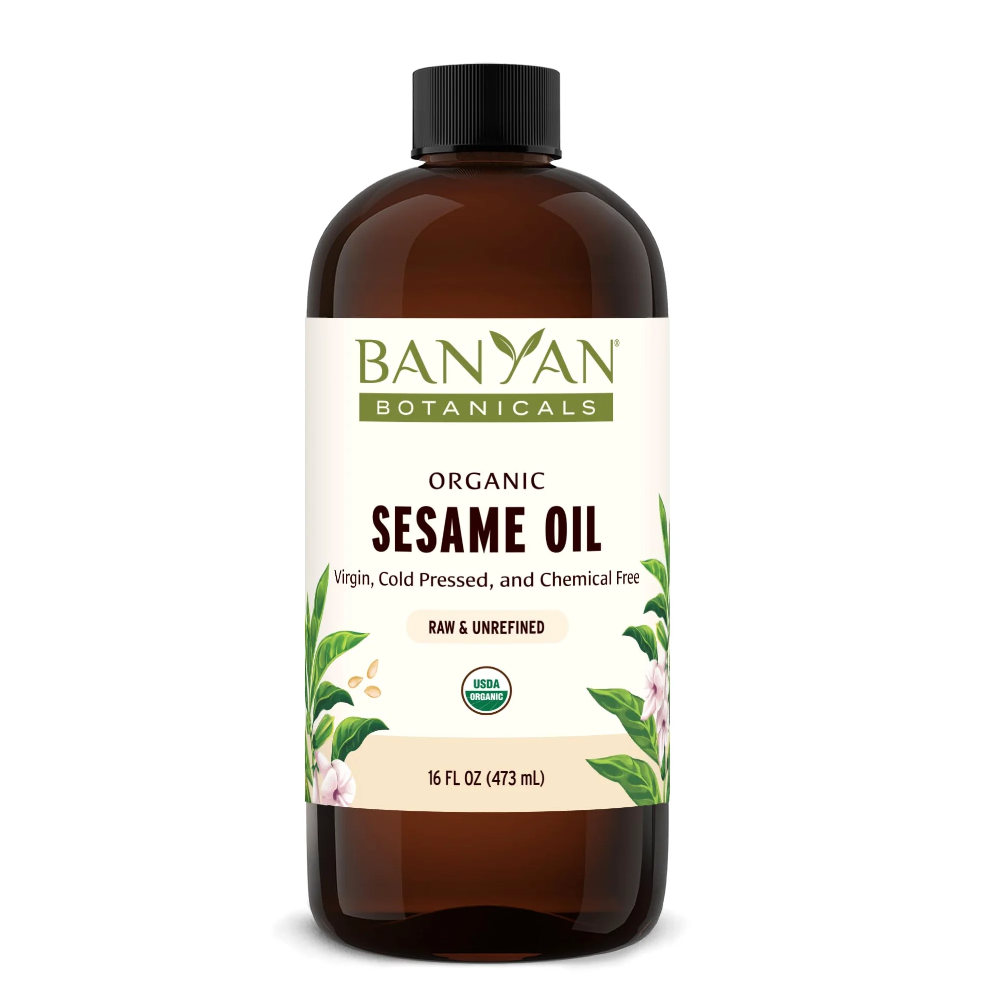 Sesame Oil, Certified Organic, 16 oz - Pure, Unrefined - The Most Traditional of All Oils Used in Ayurveda, Good for Vata & Kapha
