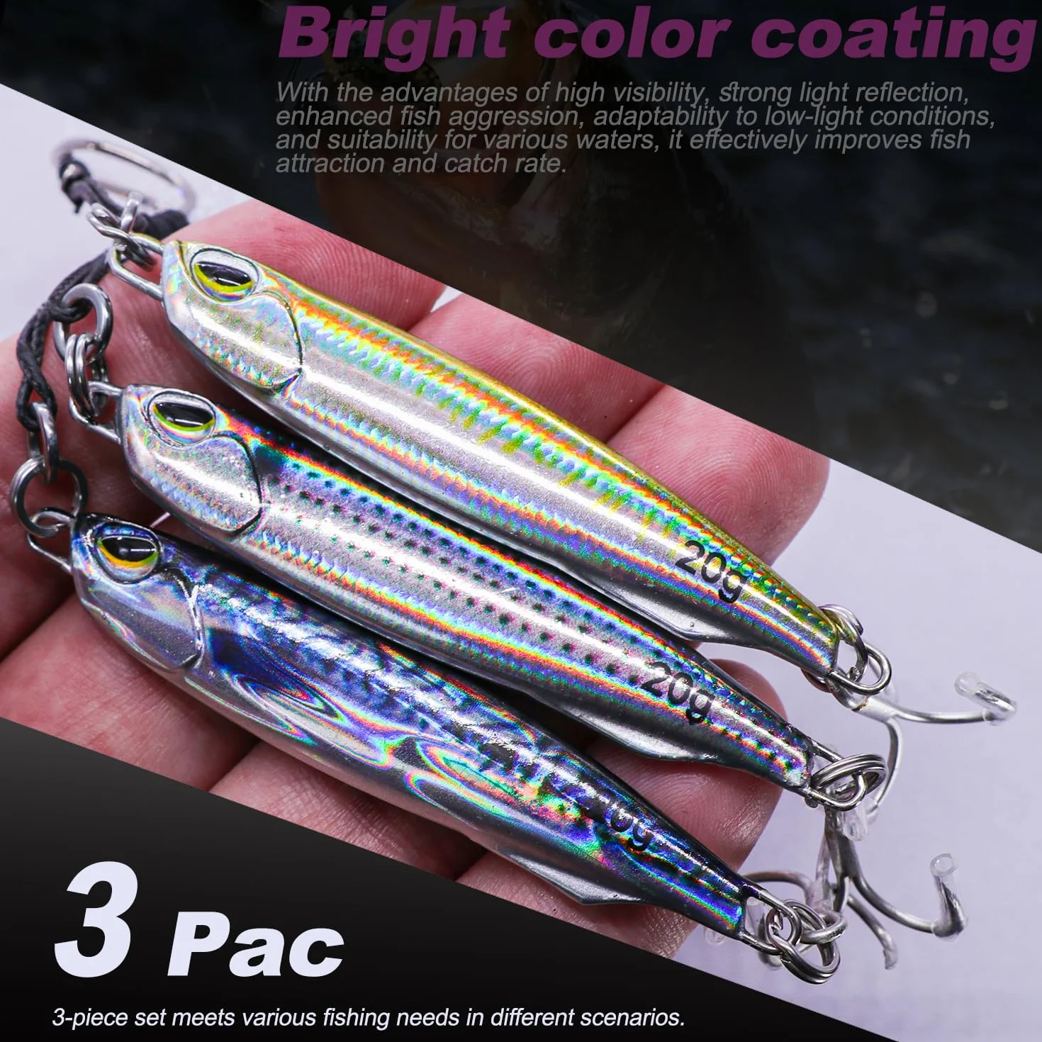 Señuelos Pesca Set Cebos Metálicos Giratorios Brillantes para Peces Depredadores Agua Dulce Salada