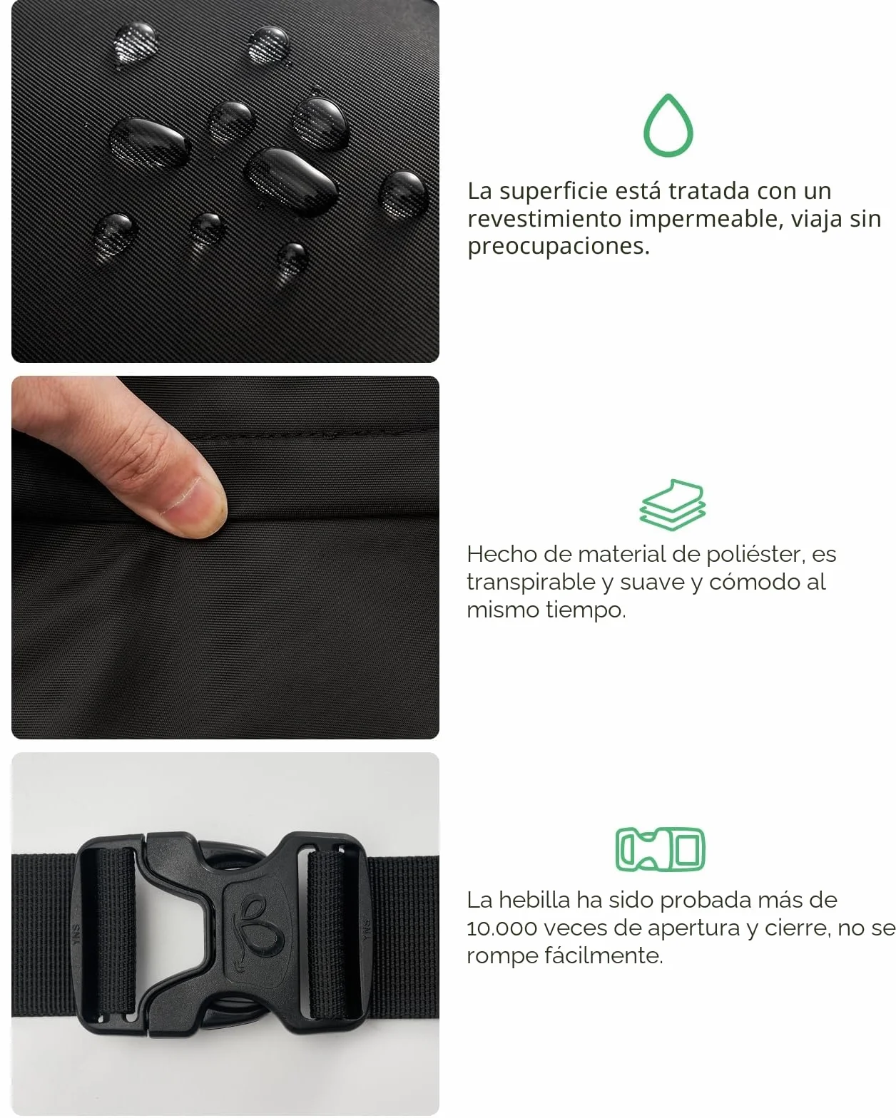 Waterfly Riñonera Grande Bolsa de Cinturón 4 Bolsillos Cremallera Cinturón Ajustable