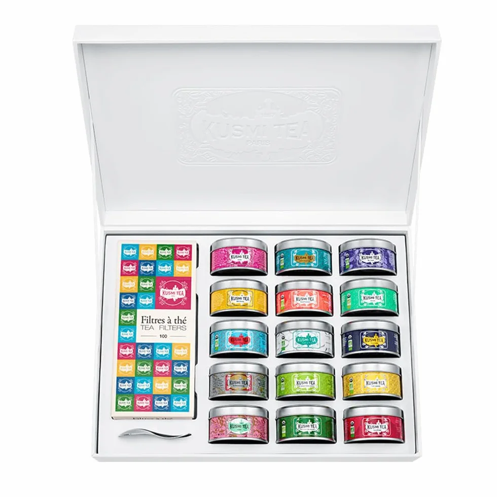 Kusmi Tea 15 Recetas Icónicas Té Orgánico Negro Verde Blanco Hojas Sueltas 15 Variedades Latas 25g