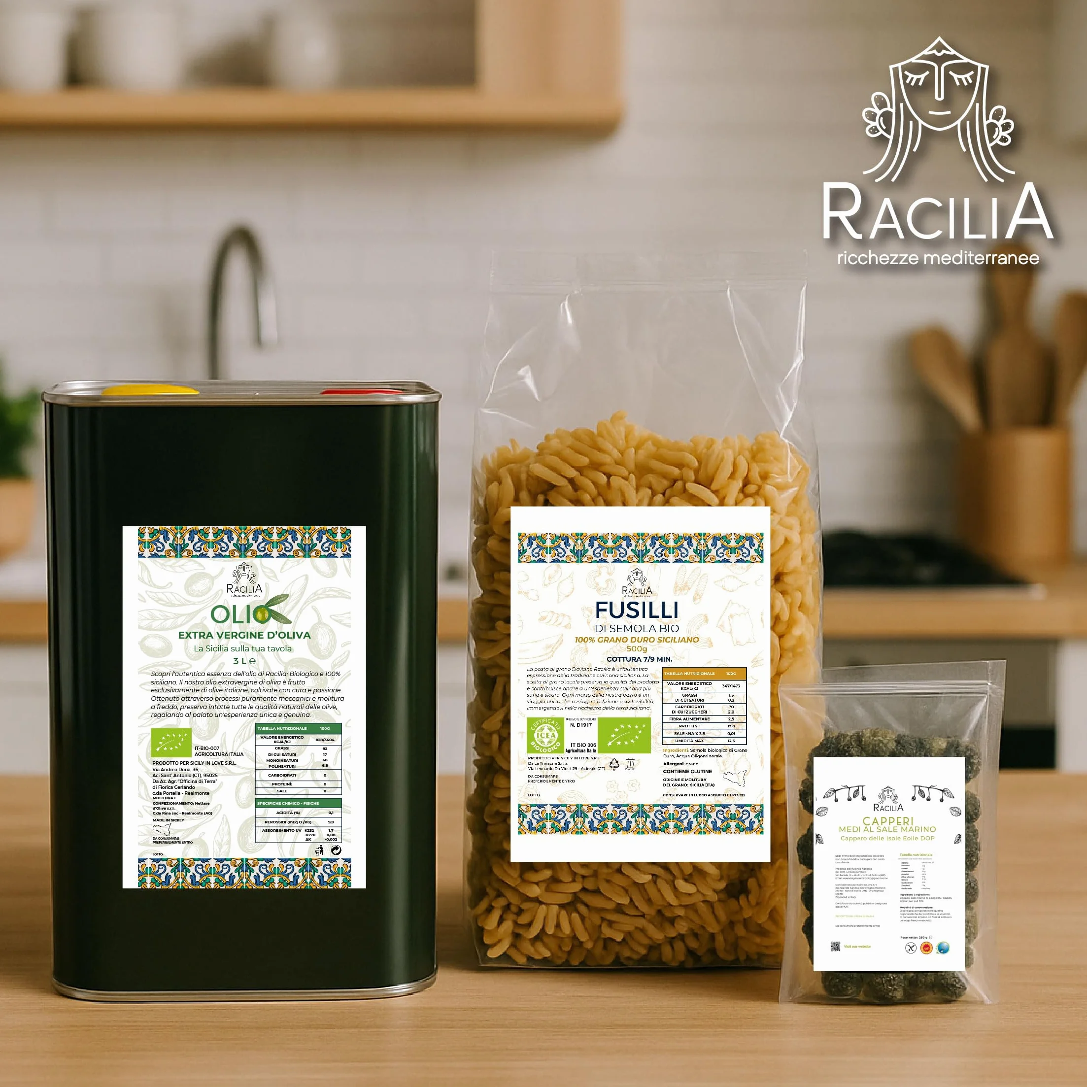 Alcaparras Medianas Bajo Sal DOP Islas Eolias RACILIA 500g