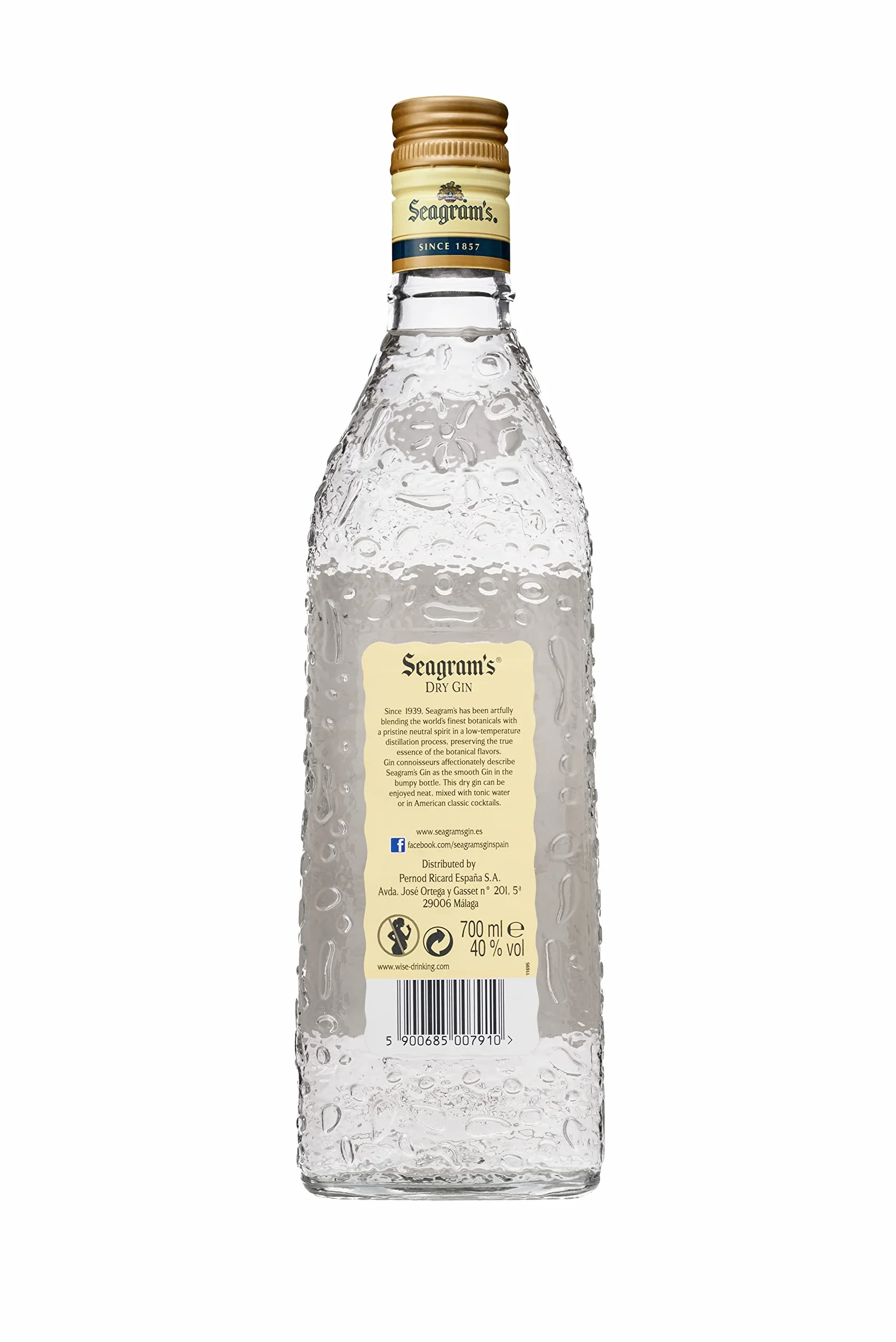 Seagram's Dry Ginebra con Lata Decorativa de Regalo. 700 ml