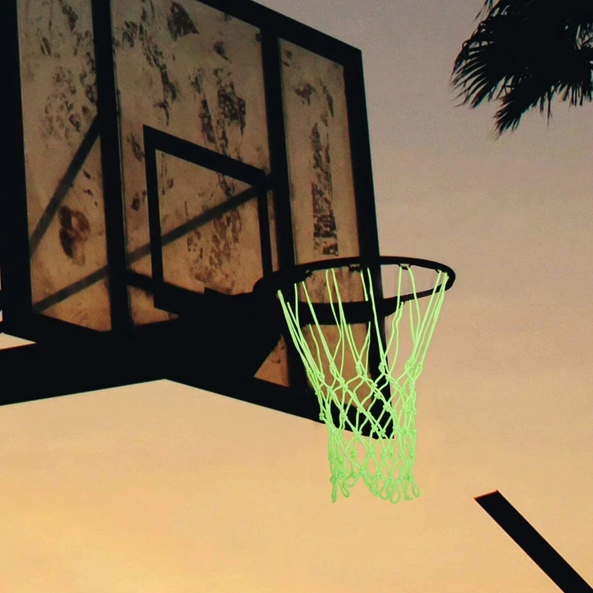 Red de baloncesto que brilla en la oscuridad WANGCL, 12 bucles, tamaño estándar, resistente, alimentada por el sol