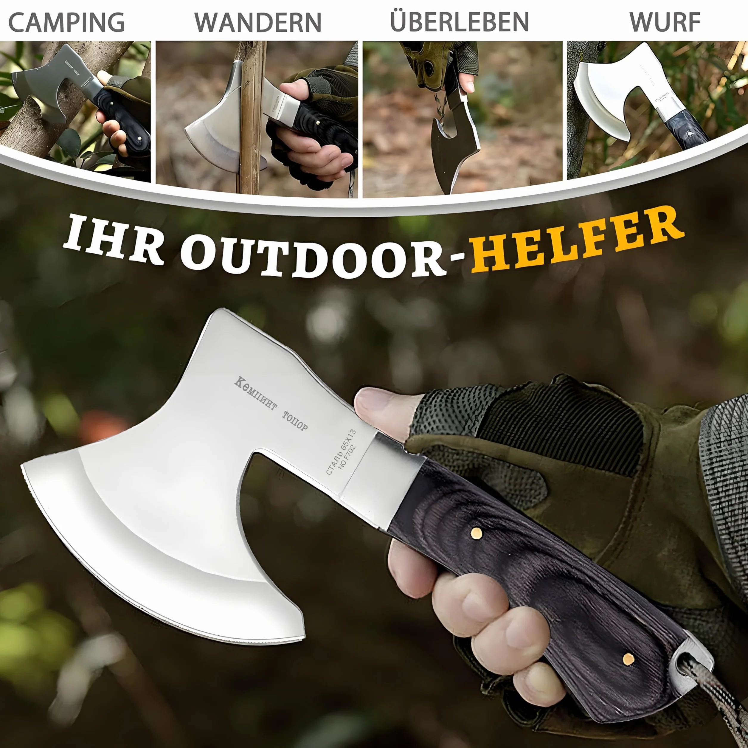 Omesio Hacha Mini Outdoor 19,3 cm Full-Tang Camping Supervivencia Cortar Madera Robusta