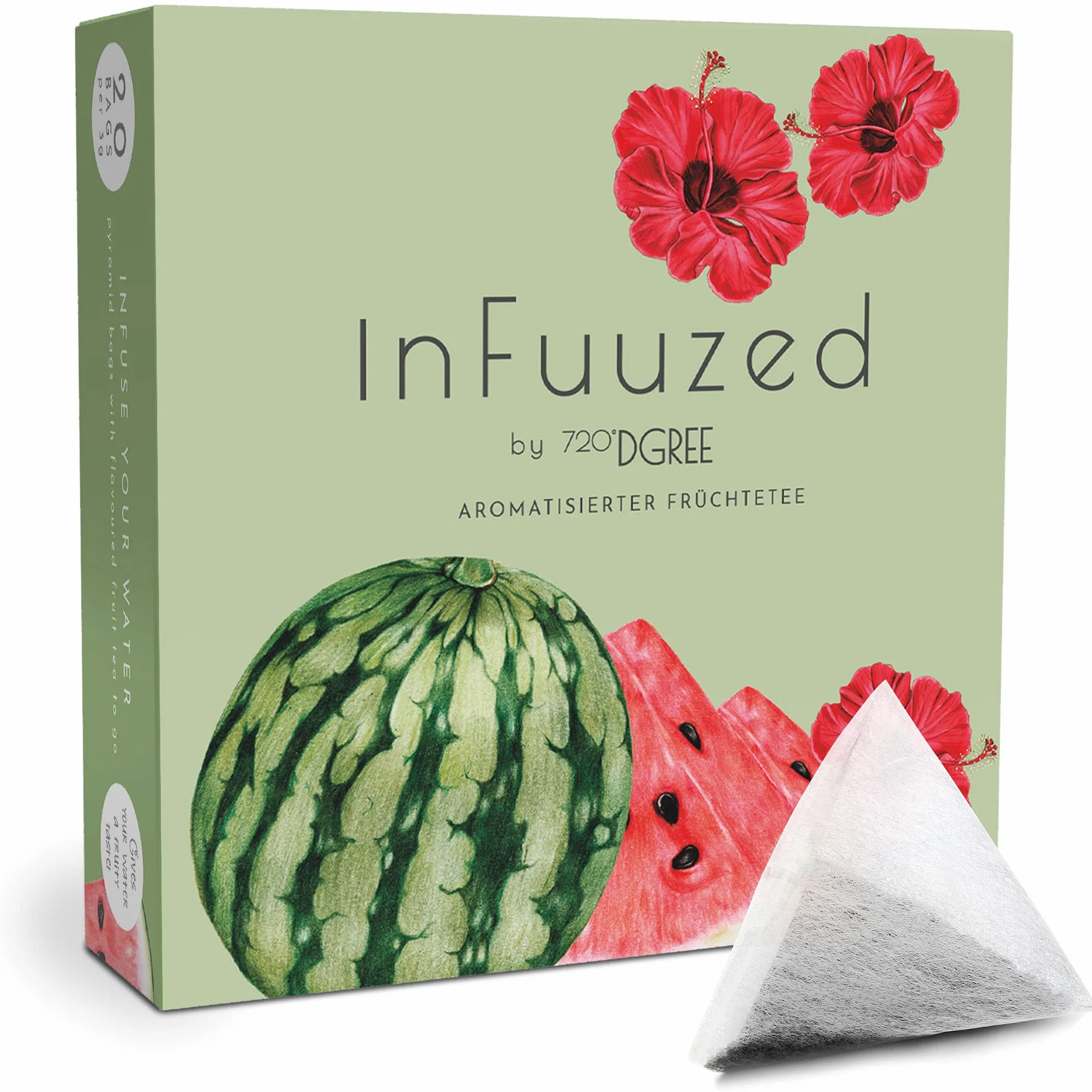 720°DGREE Sabor para Agua "InFuuzed" - Melón 1x 20 sobres - Bebida fría sin Azúcar, Calorías - Naturalmente deliciosa para botella - Alternativa a limonada, té helado, jarabe, pastillas efervescentes