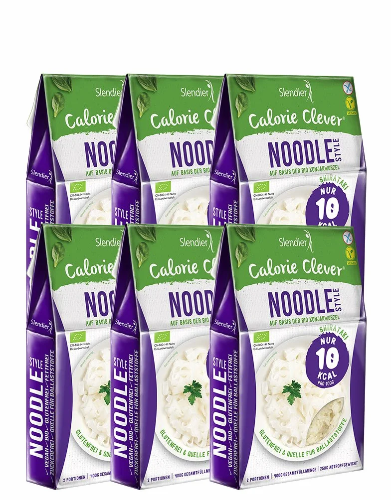 Shirataki Slendier pâtes de konjac biologique - paque de Nouillie-Style (6 x 250 g)