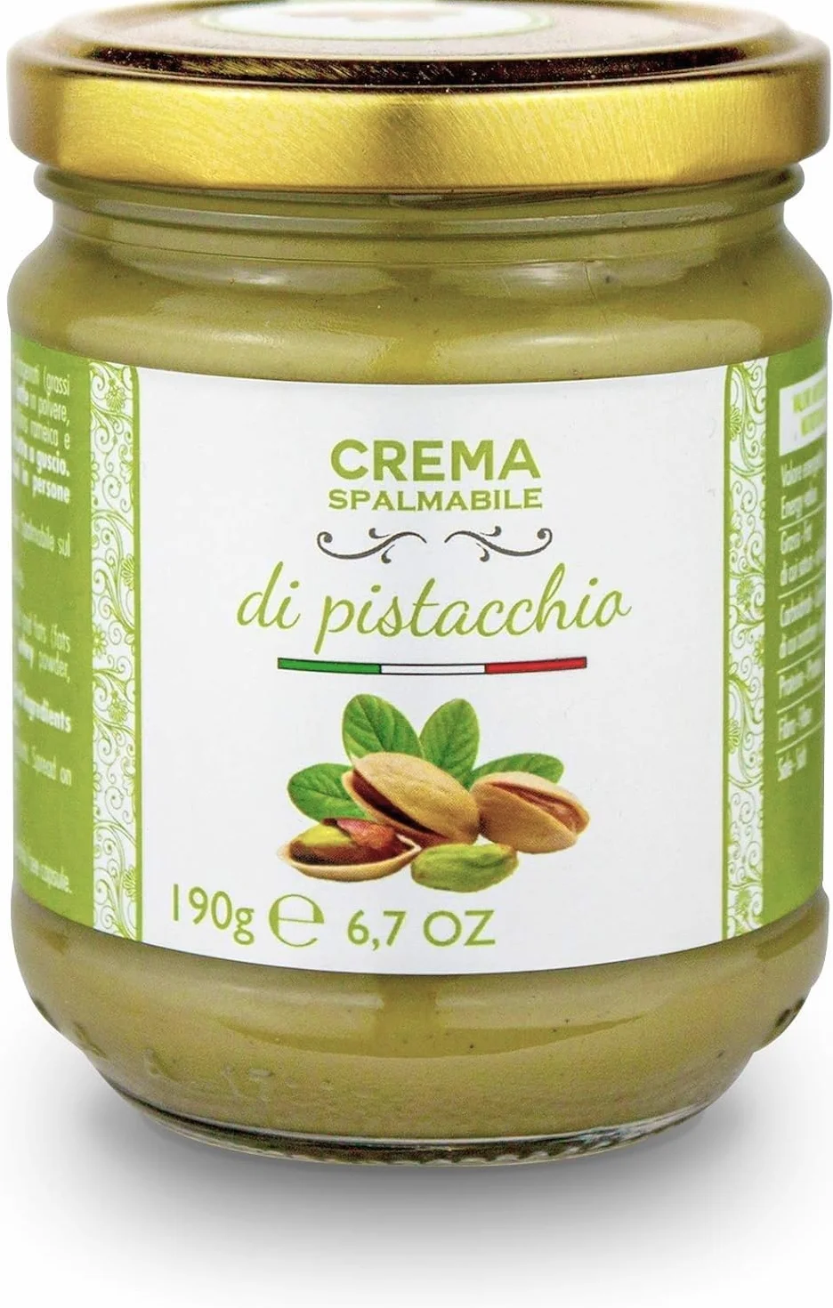 Crema de pistacho, el 40% de los pistachos de Sicilia, ideal para el desayuno, pero sobre todo para cosas dulces -190g