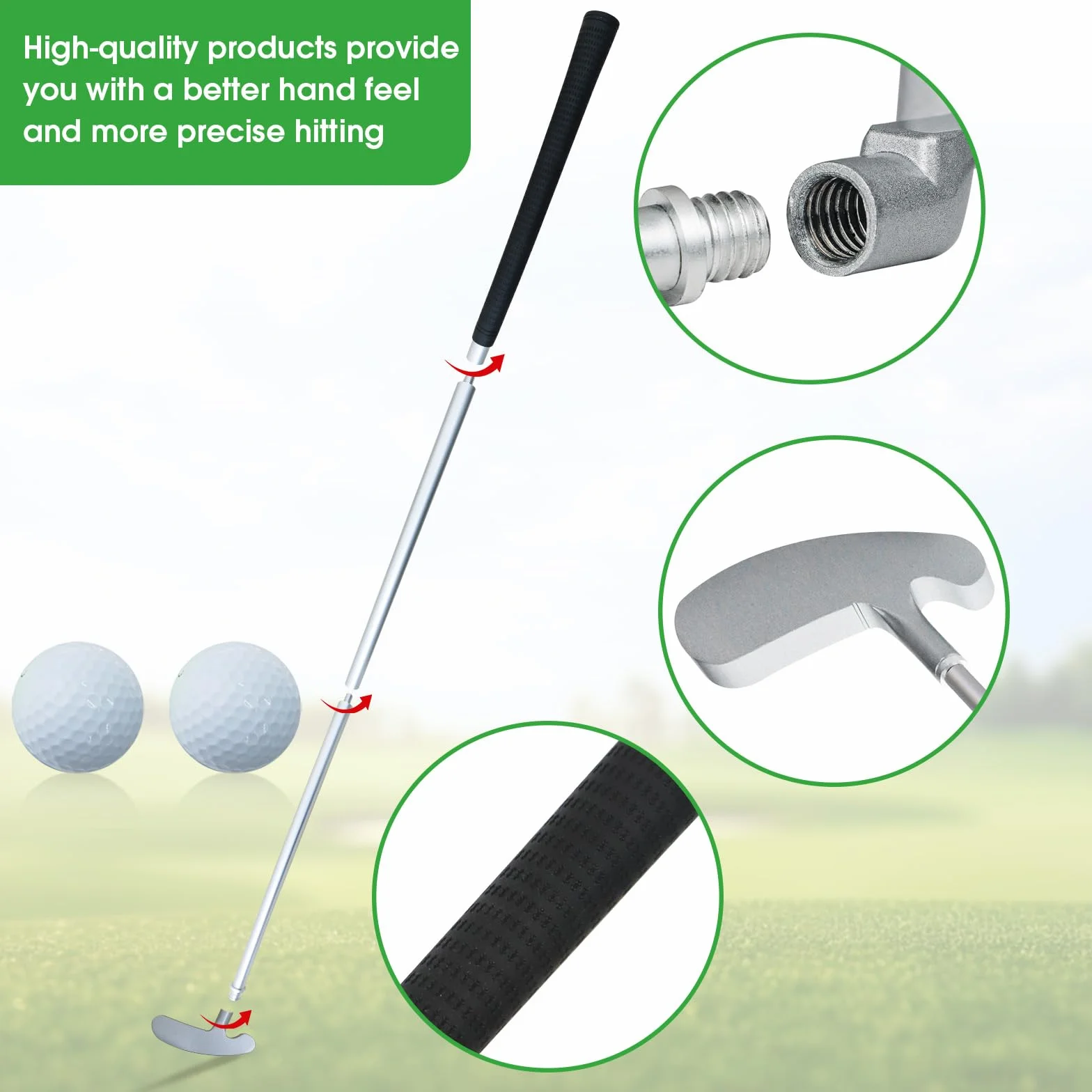 Putter de golf bidireccional para jóvenes principiantes 33 pulgadas con 2 pelotas de golf