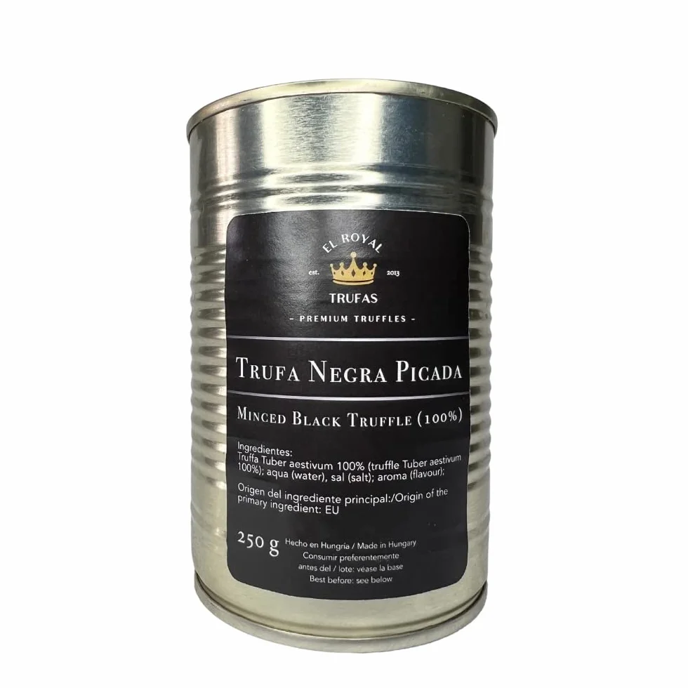Trufa Negra Picada 250g Trufa Fresca en Salmuera Natural Condimento Gourmet Vegano Sin Gluten El Royal Trufas