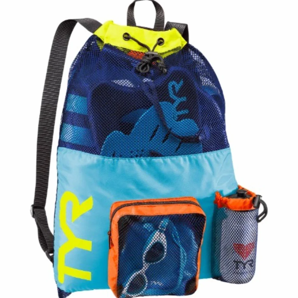 TYR Big Mesh Mummy Bckpk Mochila, Unisex Adulto, Azul/Amarillo, Talla Única