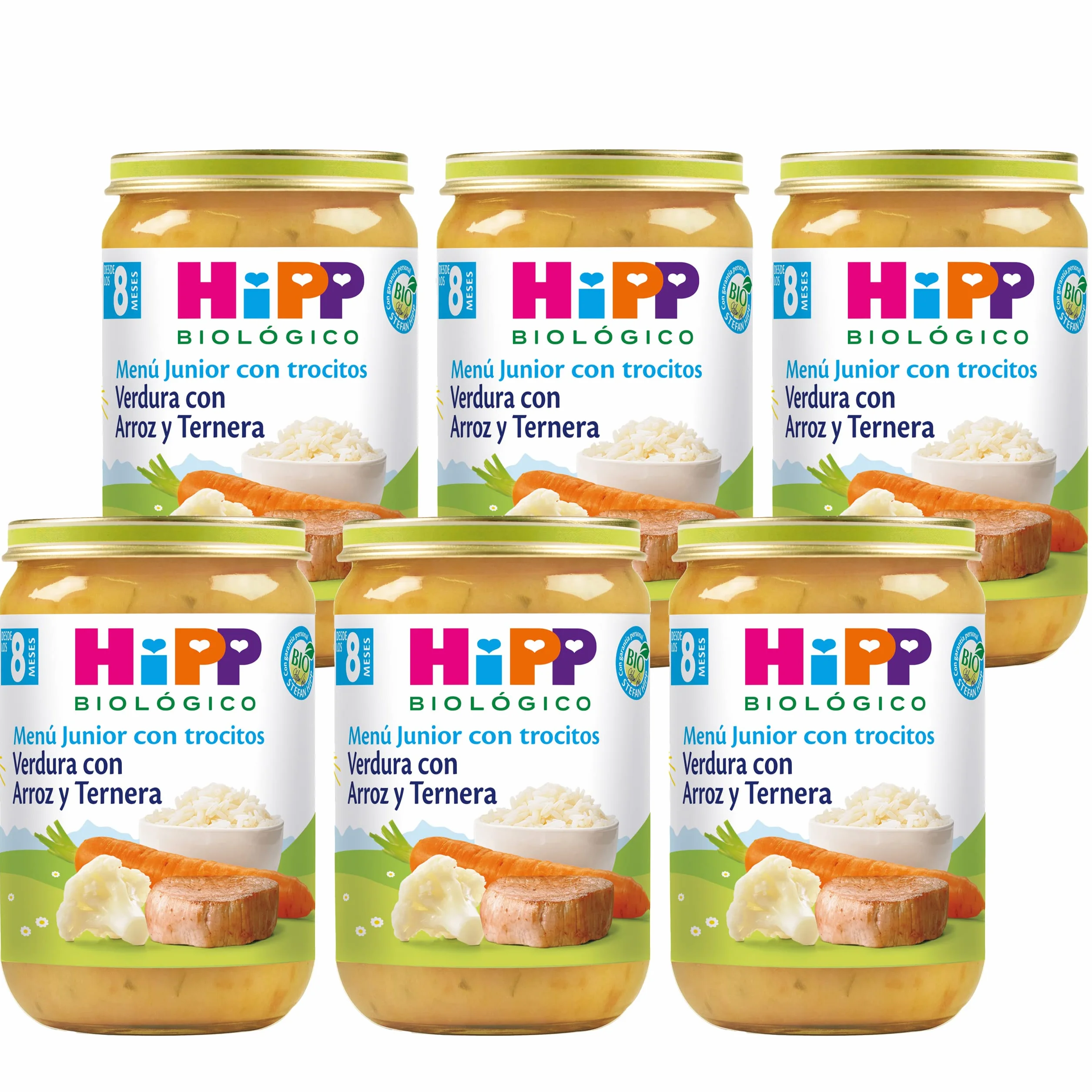 HiPP Biológico - Tarrito De Verdura con Arroz y Tenera BIO - Menú Junior con Trocitos - Pack 6x220g - Ingredientes de Producción Ecológica - Sin Gluten - A Partir de 8 Meses
