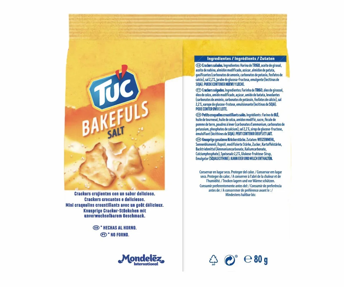 Tuc Bakefuls Saladas Crujientes Al Punto de Sal, 80g