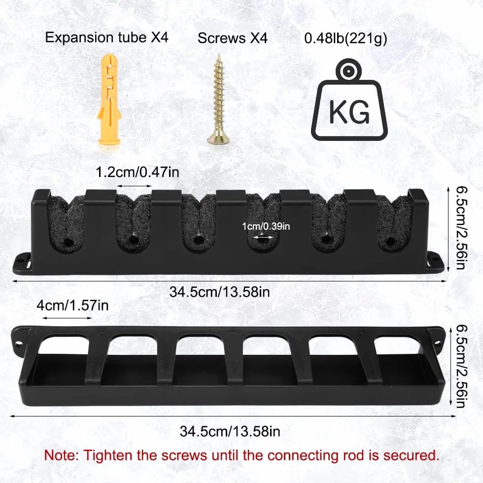 Soportes para caña de pescar vertical y horizontal – Estantería de pared para 6 polos, estante de almacenamiento Rod Rack negro