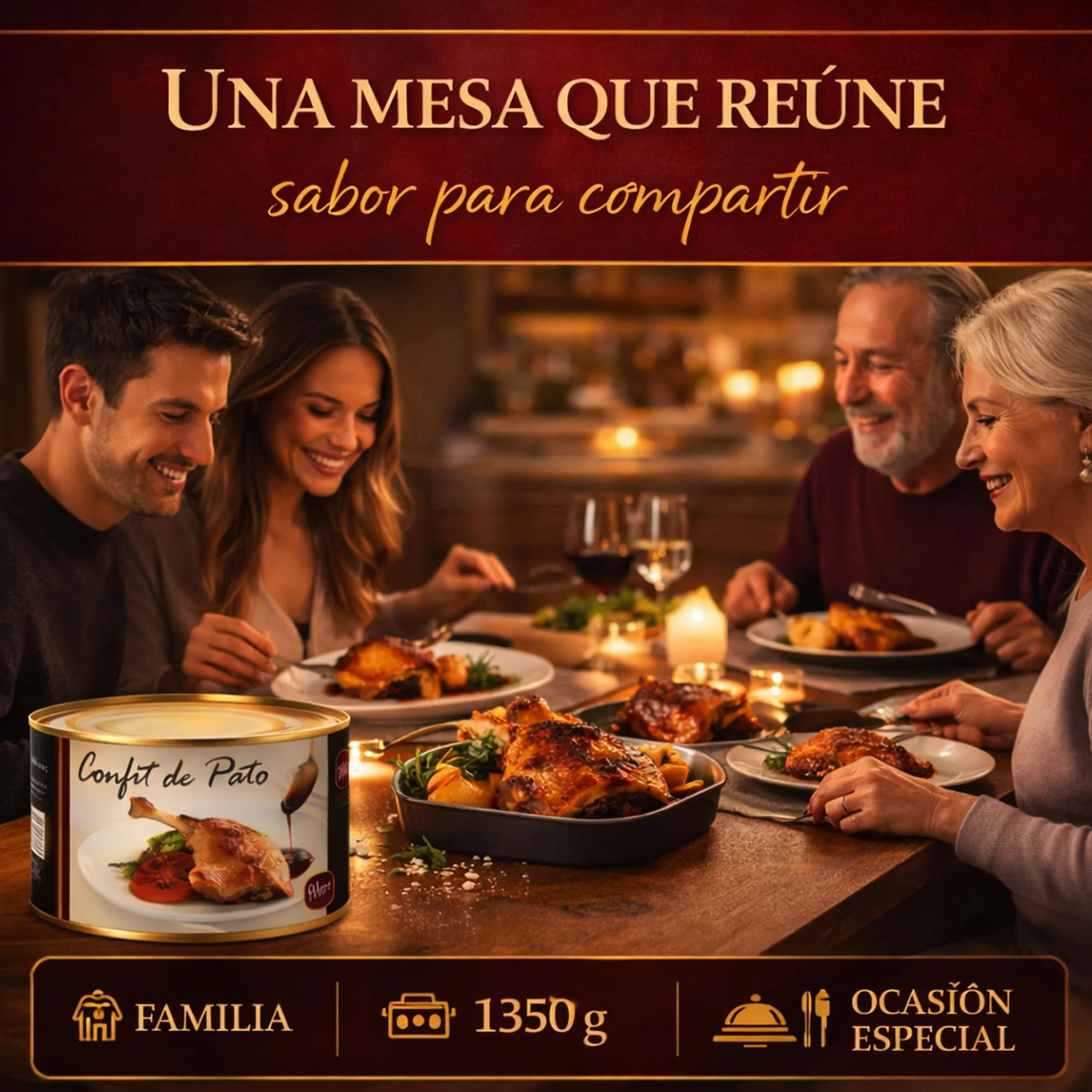 POLGRI Confit de Pato Muslos Confitados 2 Latas 1350 g 4 Unidades Carne de Caza Premium Receta Manchega