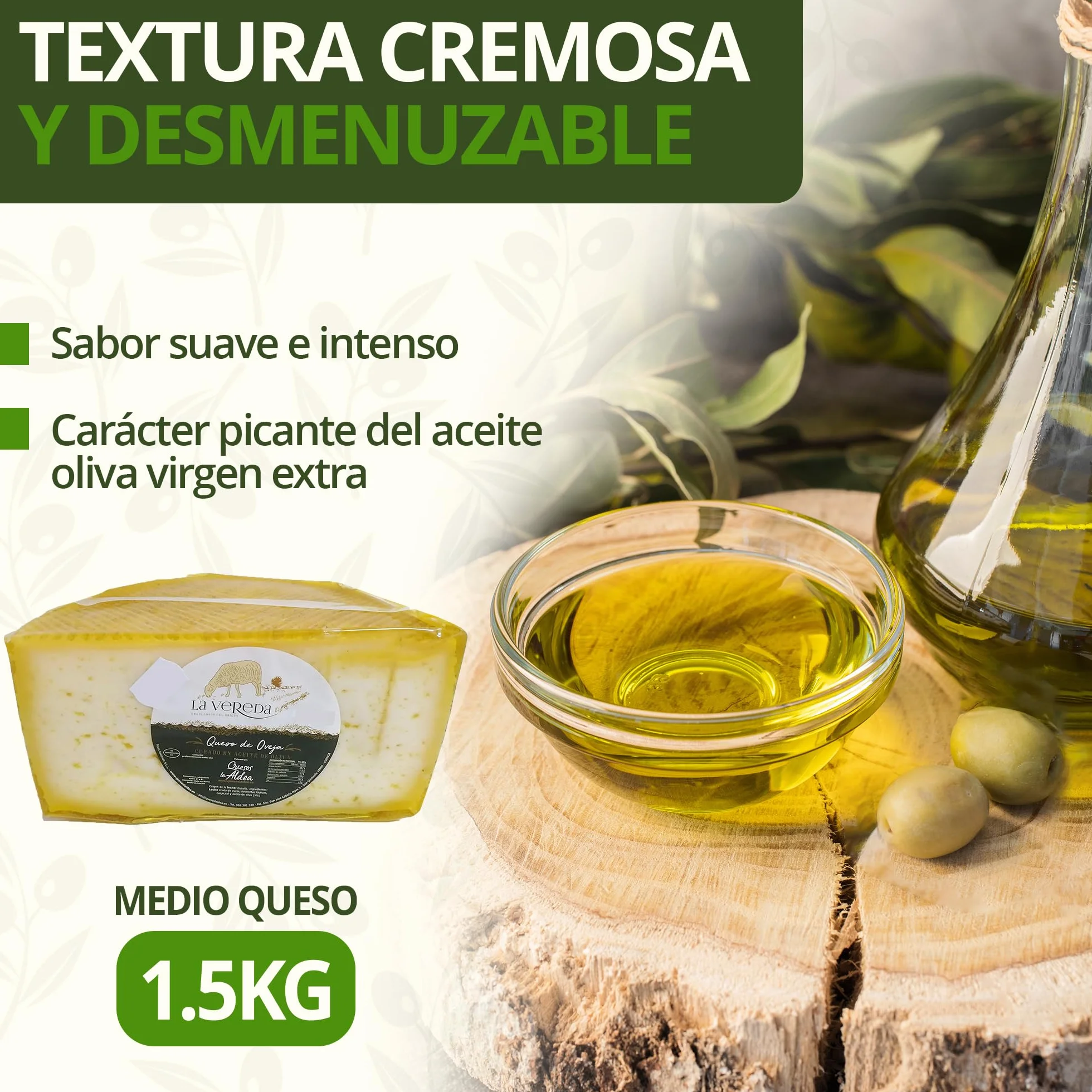 Queso Artesano de Oveja Curado en Aceite de Oliva 1.5 kg Gourmet Cesta Regalo