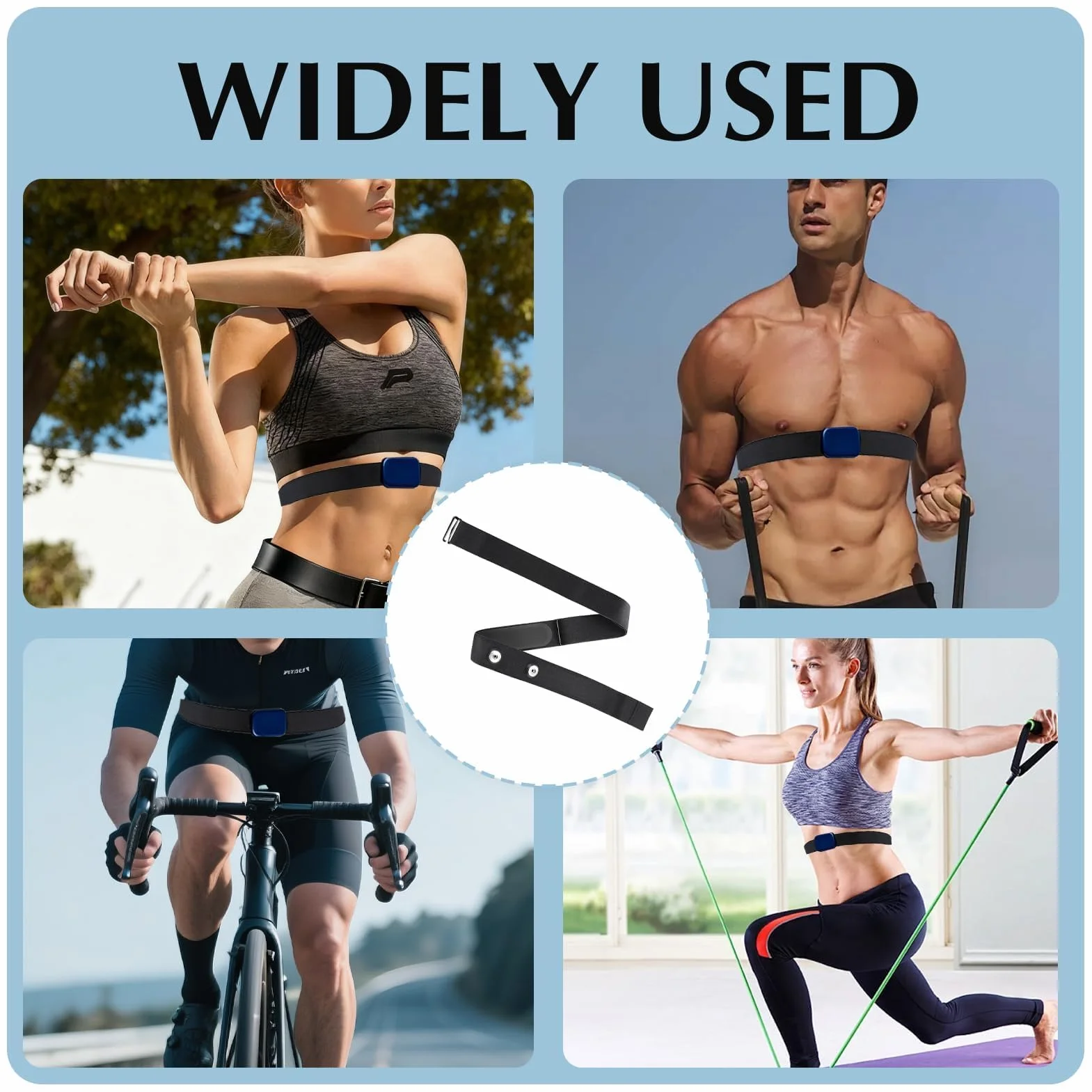 Cinturón Cardio Ajustable 70–105 cm para Sensor de Frecuencia Cardíaca, Banda Torácica de Repuesto para Deporte