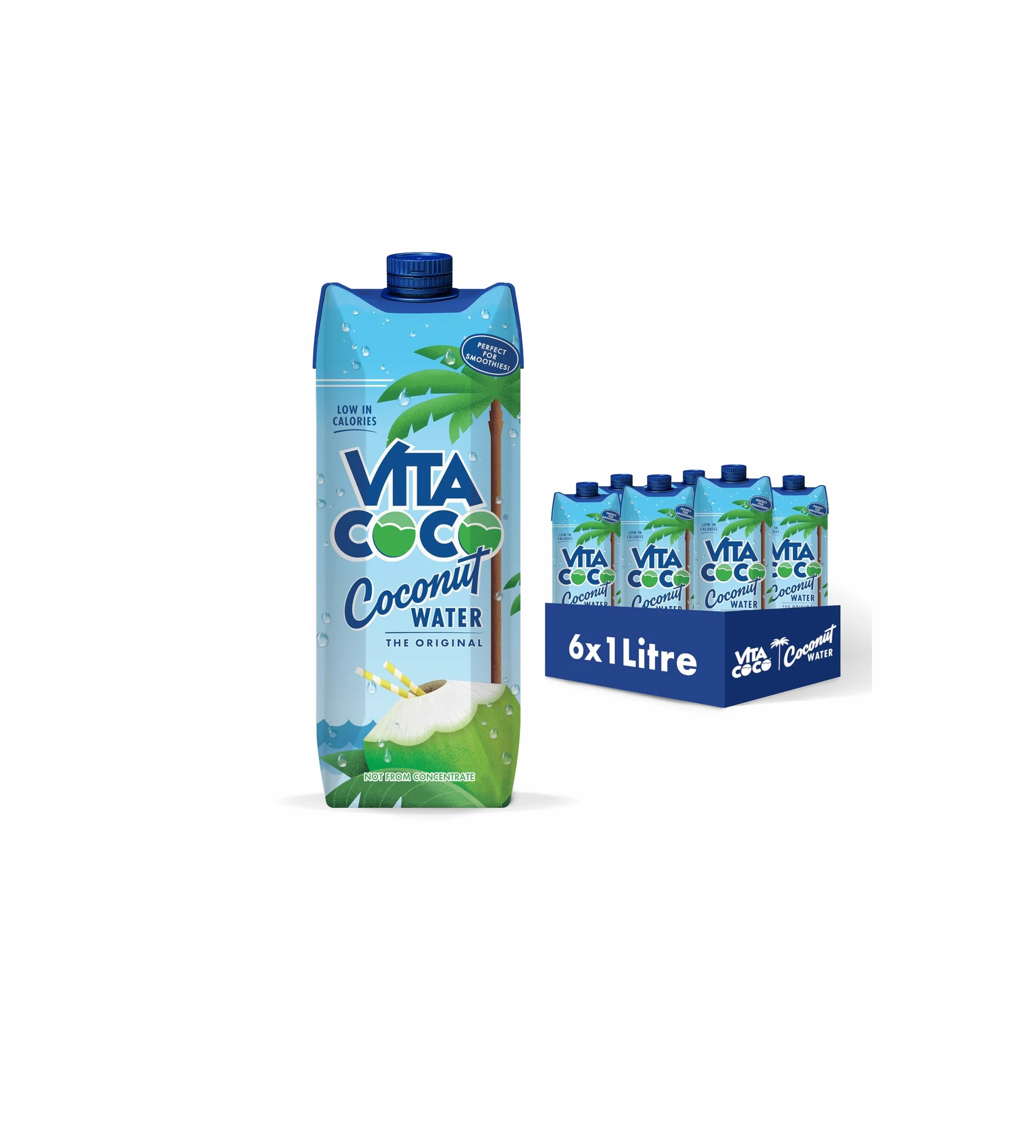 Vita Coco Agua De Coco Pura 1L x 6 Hidratante Natural Electrolitos Sin Gluten Vitamina C Potasio