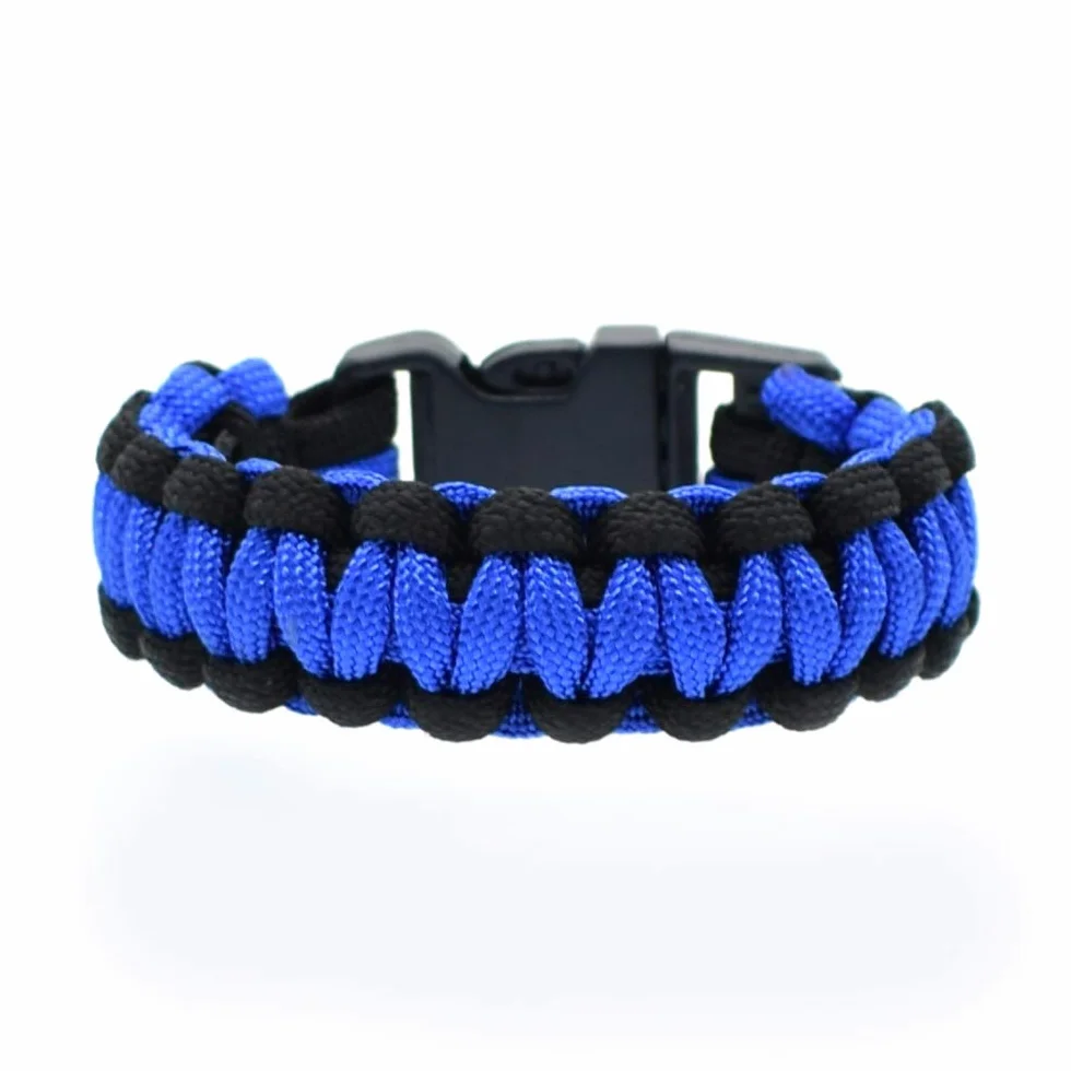 Pulsera de paracord supervivencia azul paracaidas