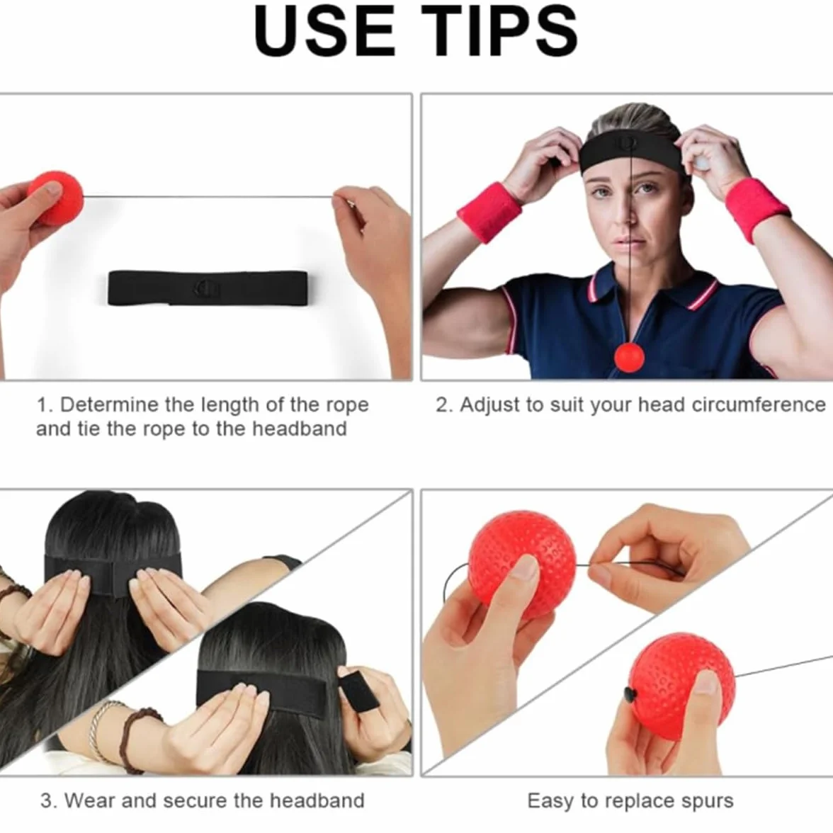 Pelota de Entrenamiento para Boxeo y Reflejos - Juego de 2 Pelotas de Reacción con Diadema Ajustable