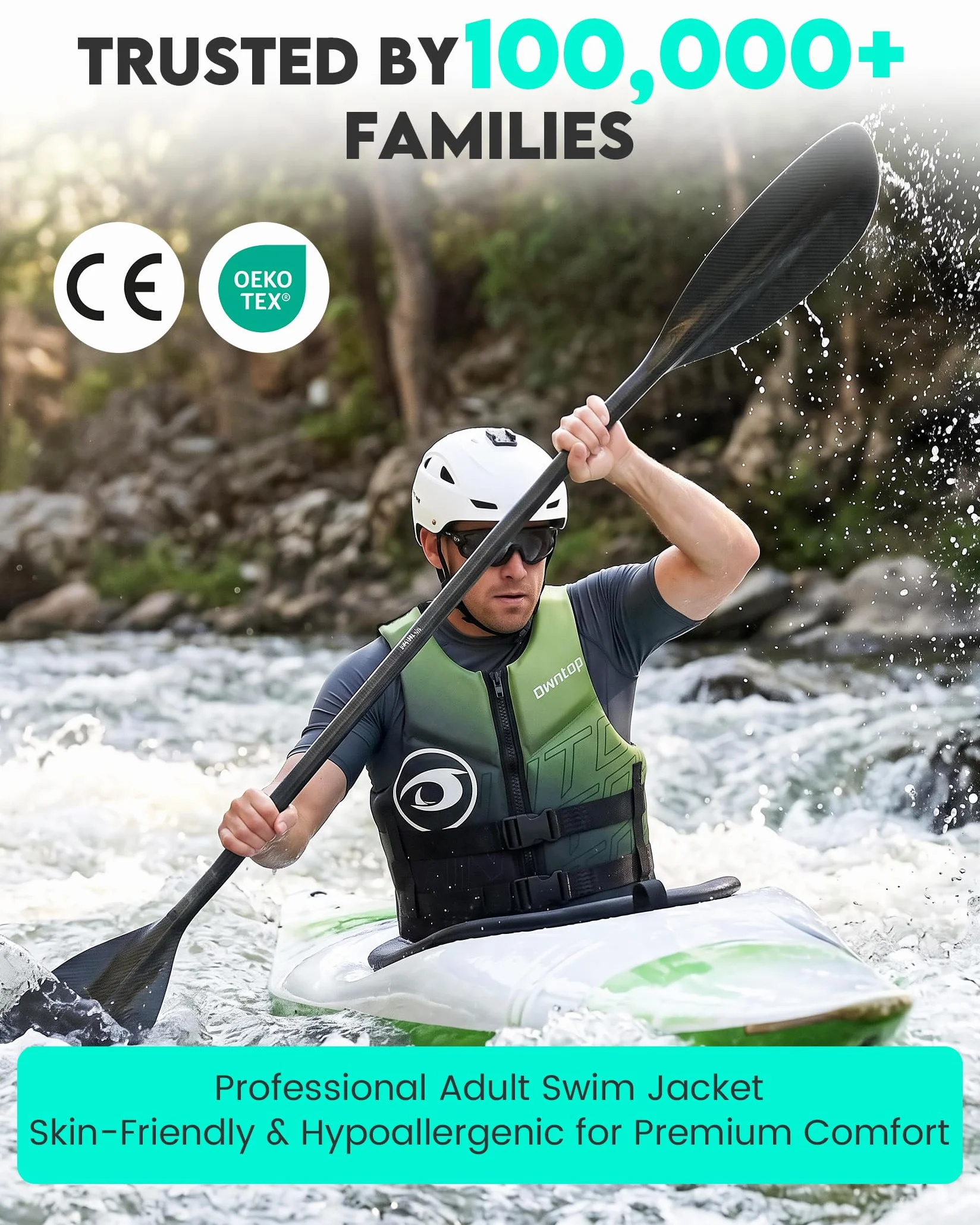 Owntop Chaleco de Ayuda a la Flotabilidad para Adultos Neopreno Plegable Ligero Doble Hebilla Kayak Paddle Pesca