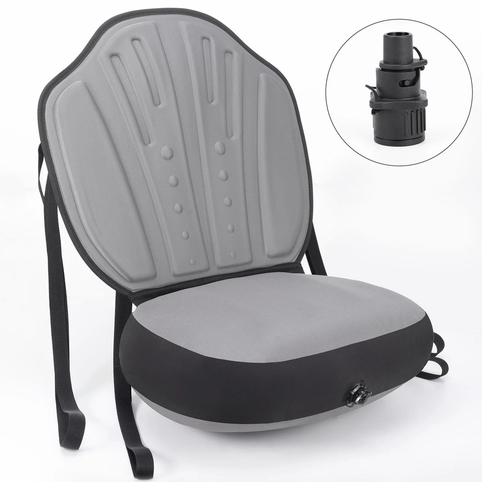 Cojín de asiento inflable para kayak impermeable con respaldo, tela Oxford