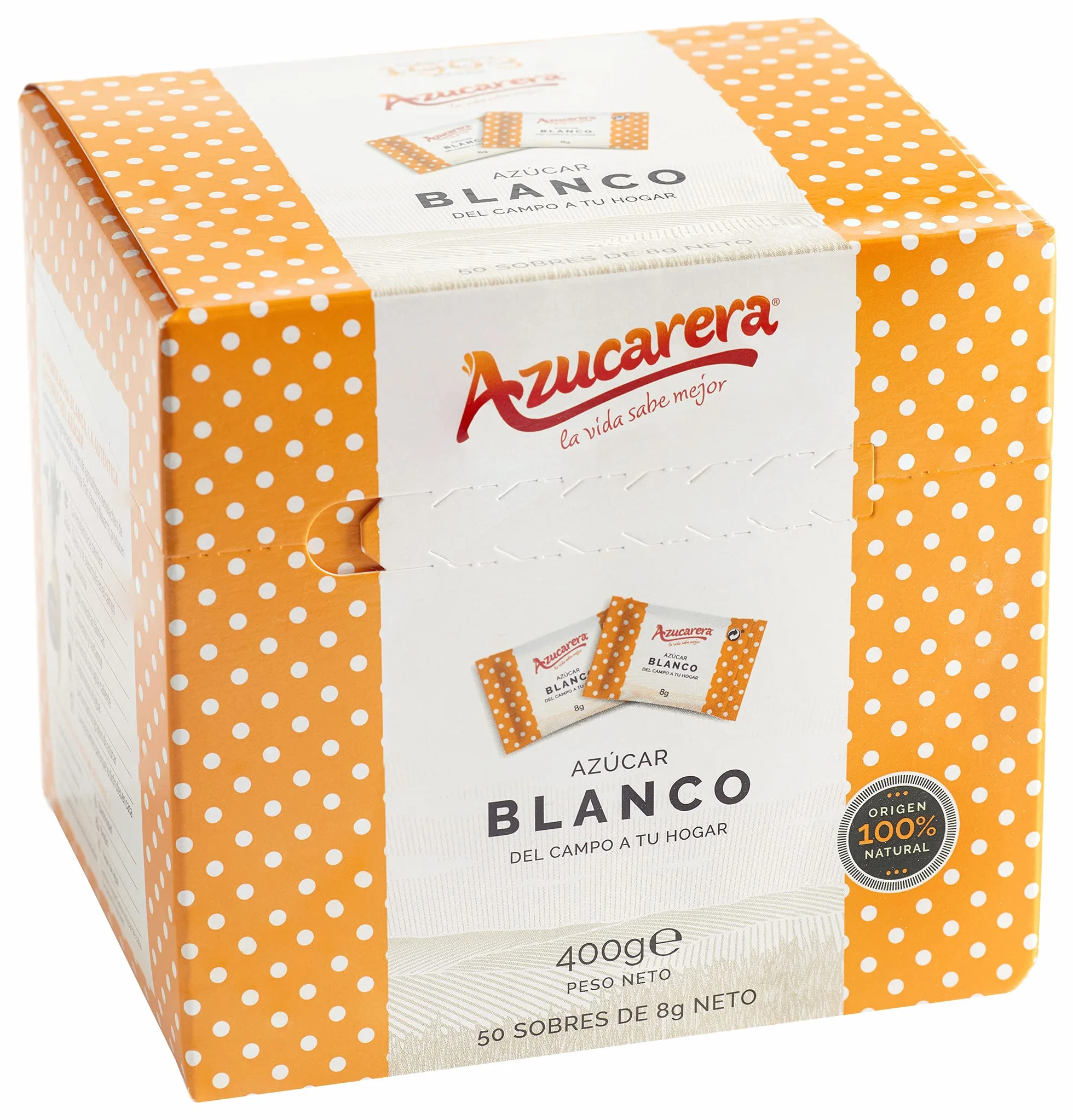 Azucarera Azúcar Blanco peso neto 400 g, 50 sobres