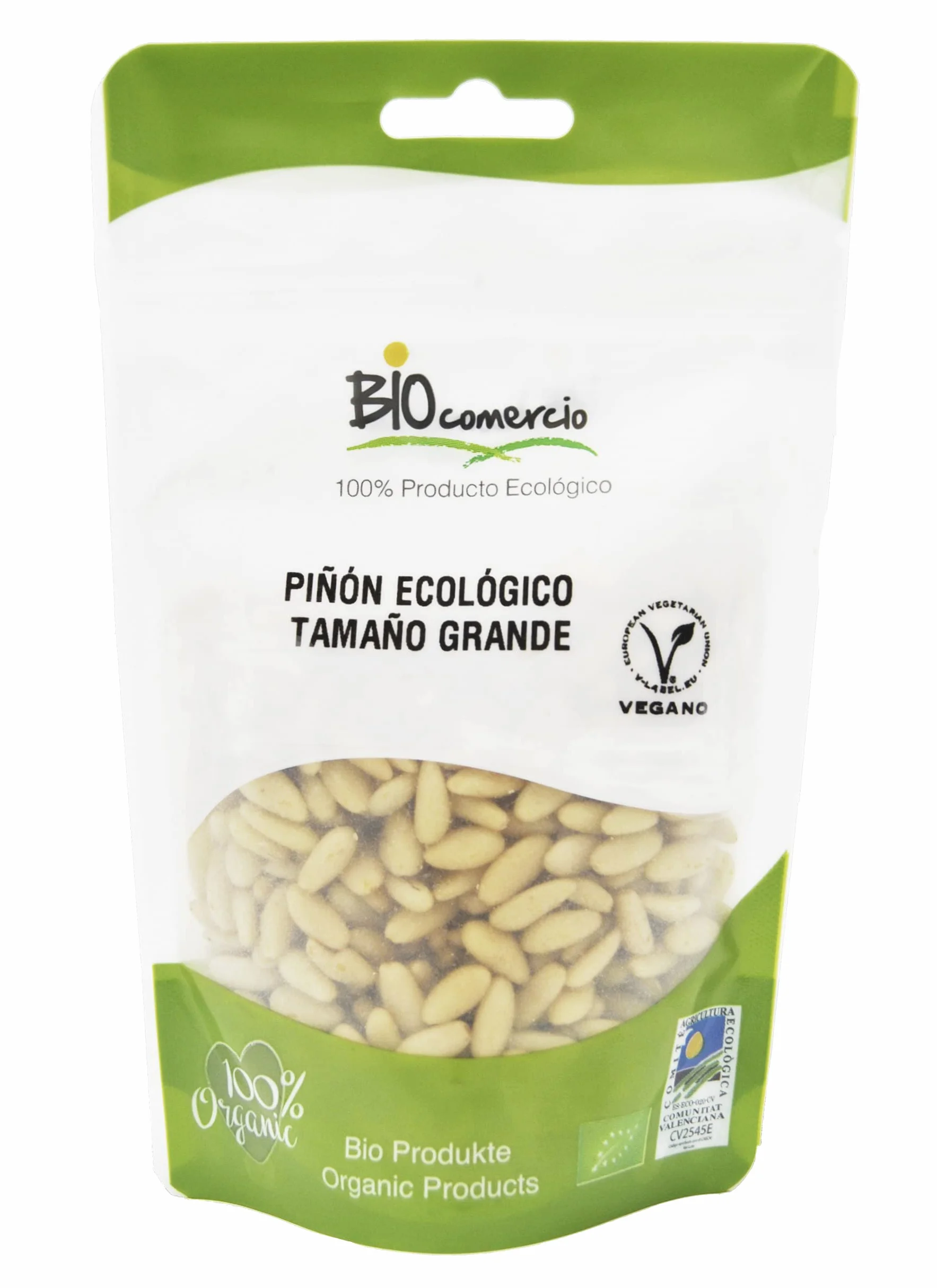 BIOCOMERCIO | Piñón Ecológico Tamaño Grande | Piñones Grandes| 200 gramos | Piñones enteros | Frutos secos | BIO