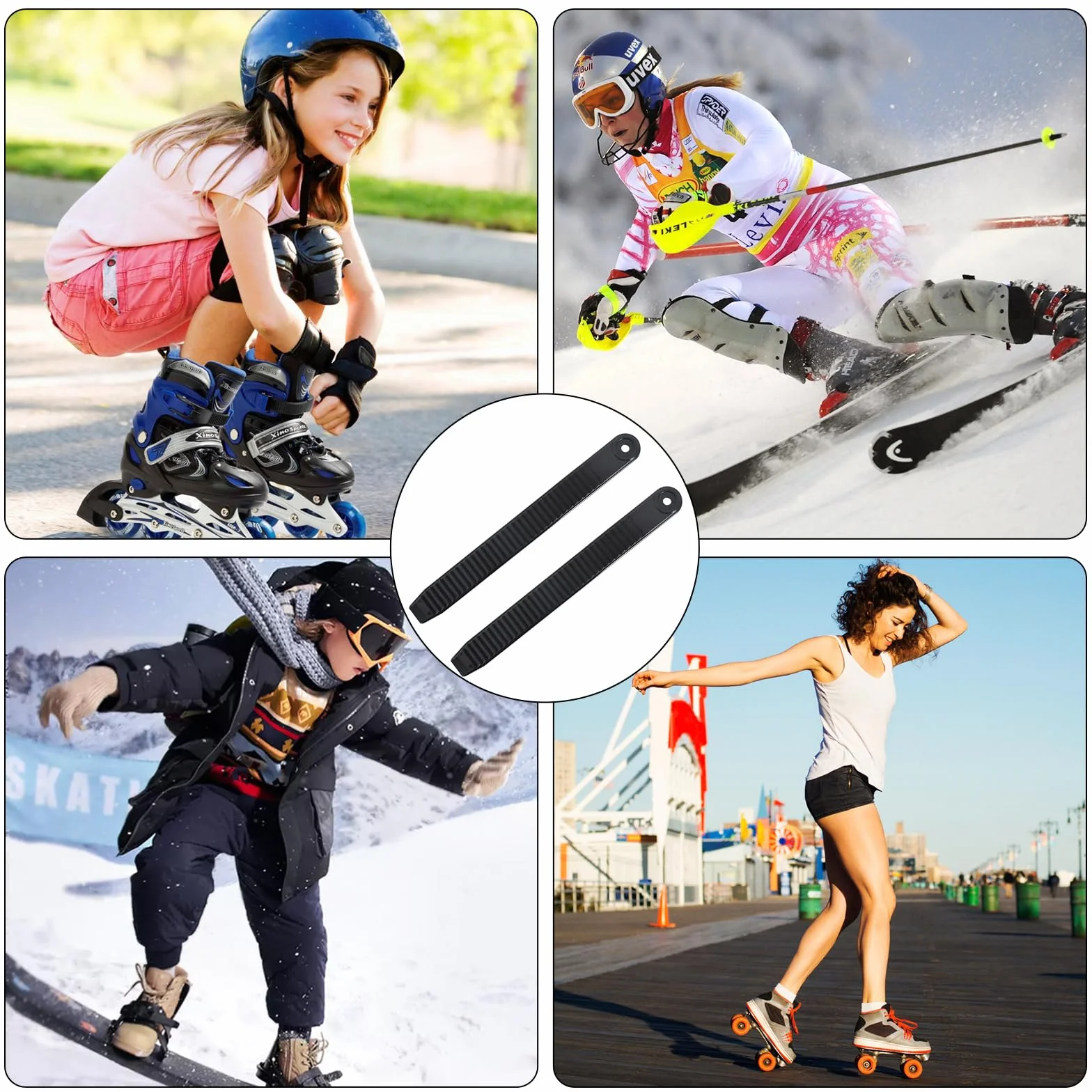 Correas de tobillo para snowboard de repuesto, 20 cm, negro