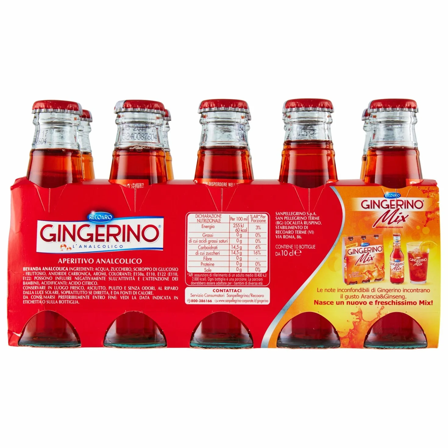 Gingerino Recoaro 0505077 Aperitivo antialcohólico, Cl 10 (Cluster) - [Pack de 2]