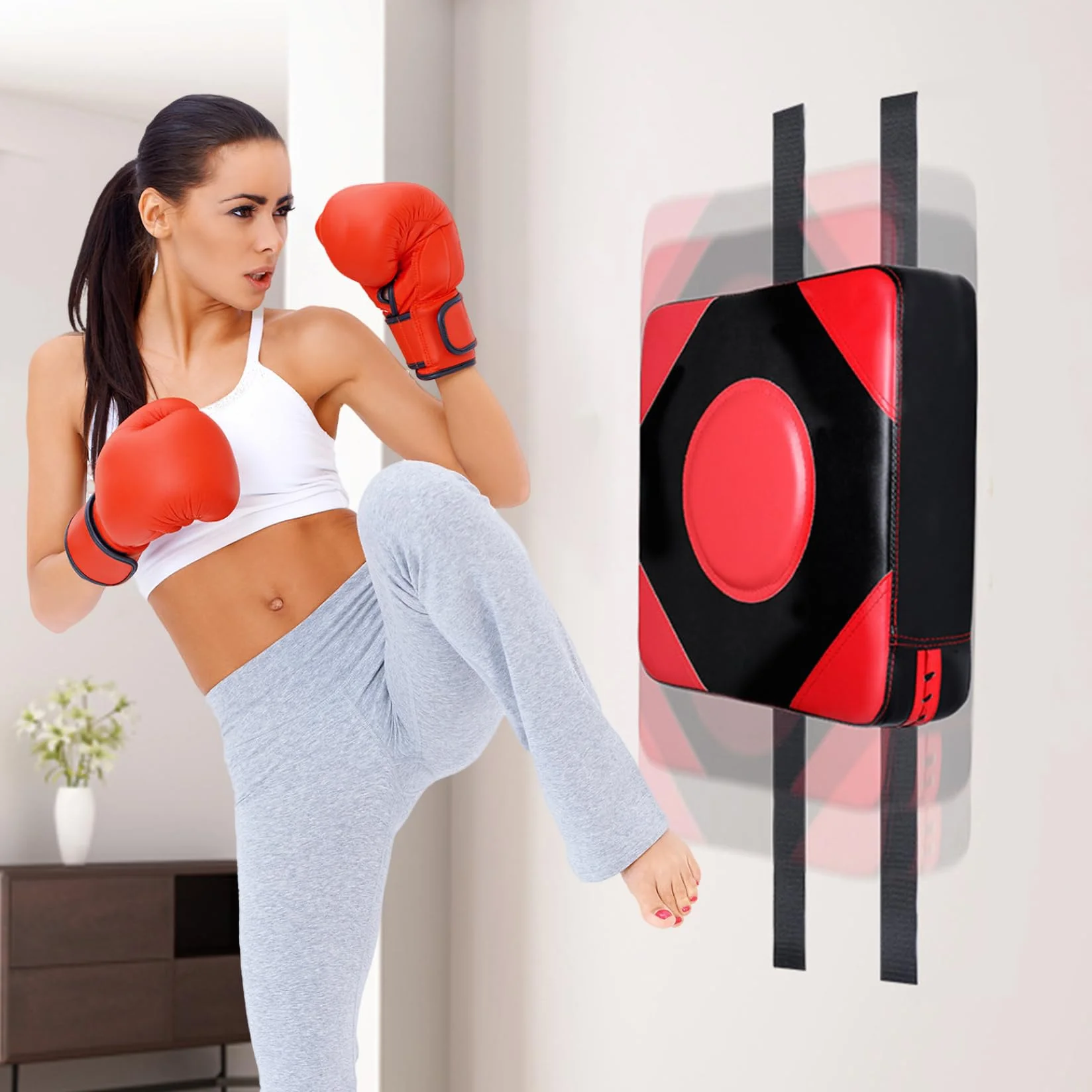 Almohadilla de Puñetazo Montada en la Pared Ajustable, Cojín de Boxeo 40x40x10 cm