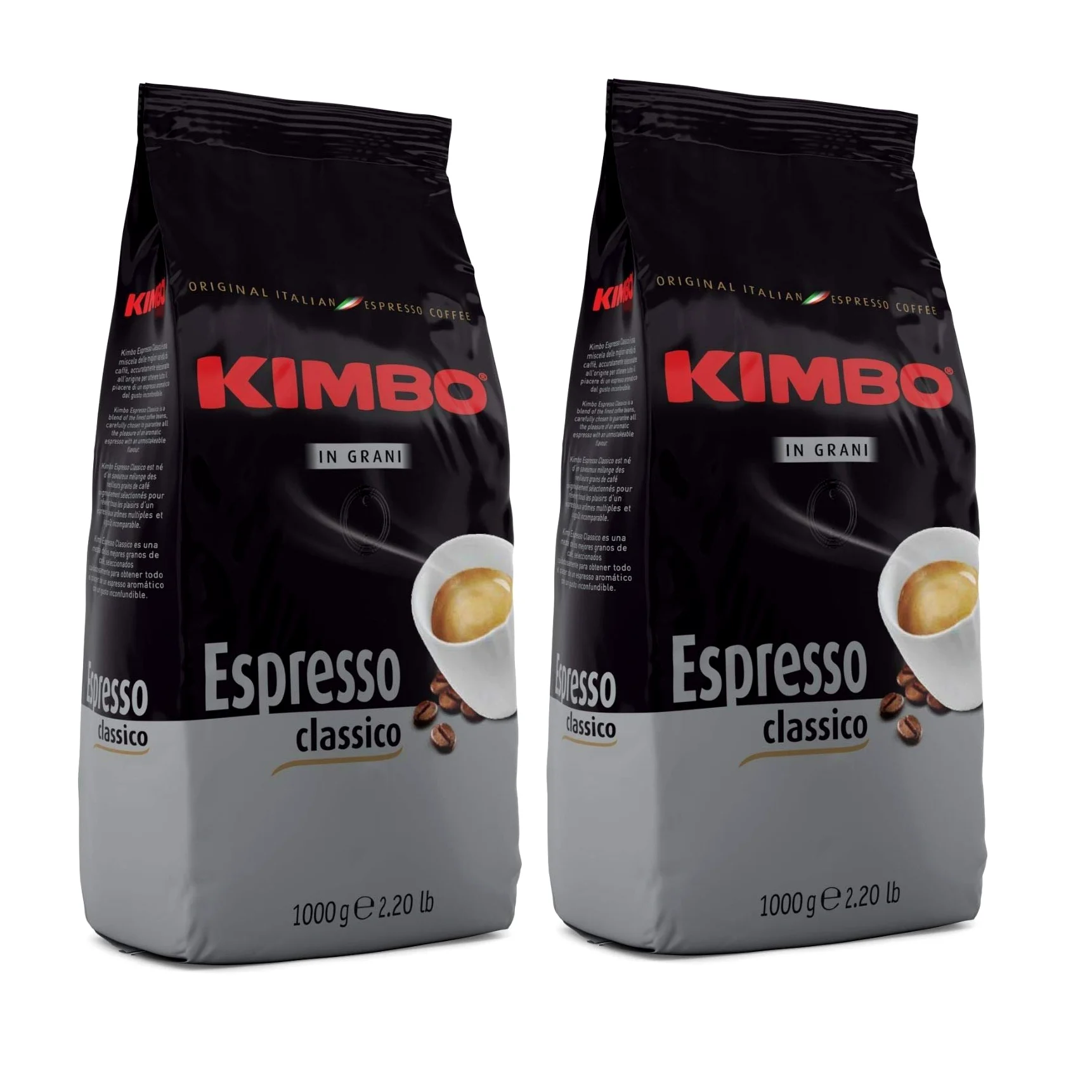 Kit de Paquetes de Café Kimbo con 2 x Espresso Classico - 2 Bolsas de 1kg