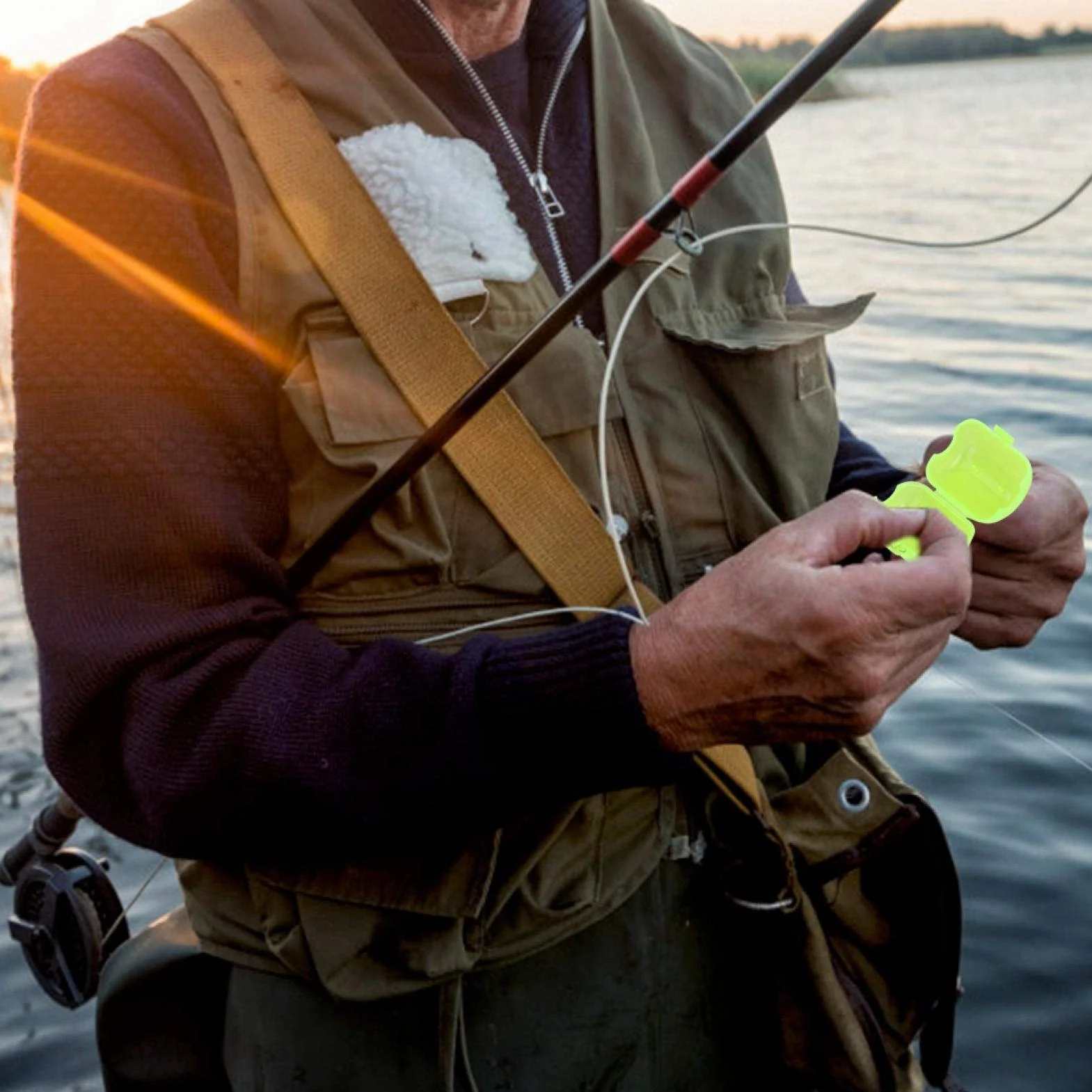 Caja de Anzuelo de Pesca 50 Piezas Plástico Amarillo Fluorescente Calamar Señuelo