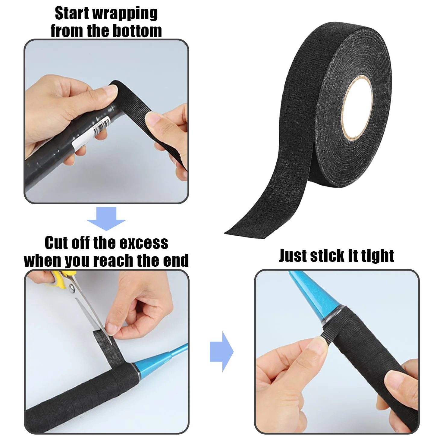 Rollo Cinta Antideslizante Autoadhesiva para Hockey Hielo Raqueta Tenis Resistente Desgaste