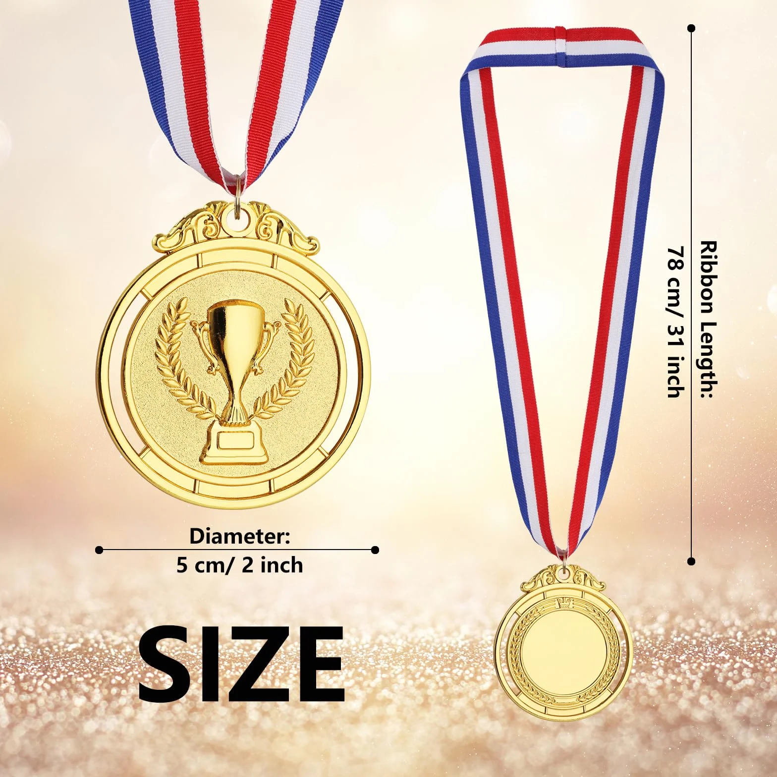 Medallas de Metal 5.0cm Ganador Oro Plata Bronce con Cintas para Premios Deportivos