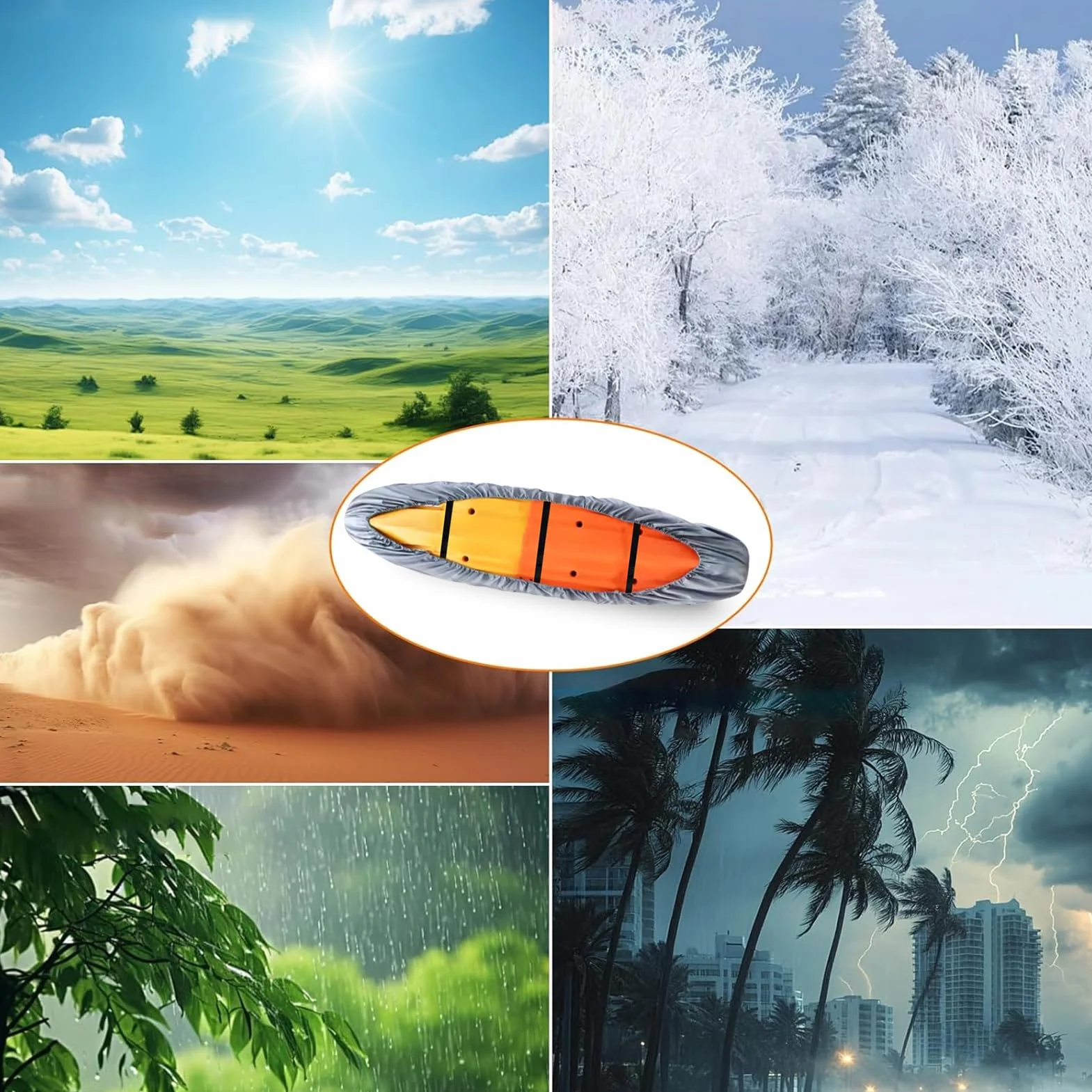 Funda para Kayak Protector Tabla Surf Cubierta Antideslizante Exterior Náutica Camping