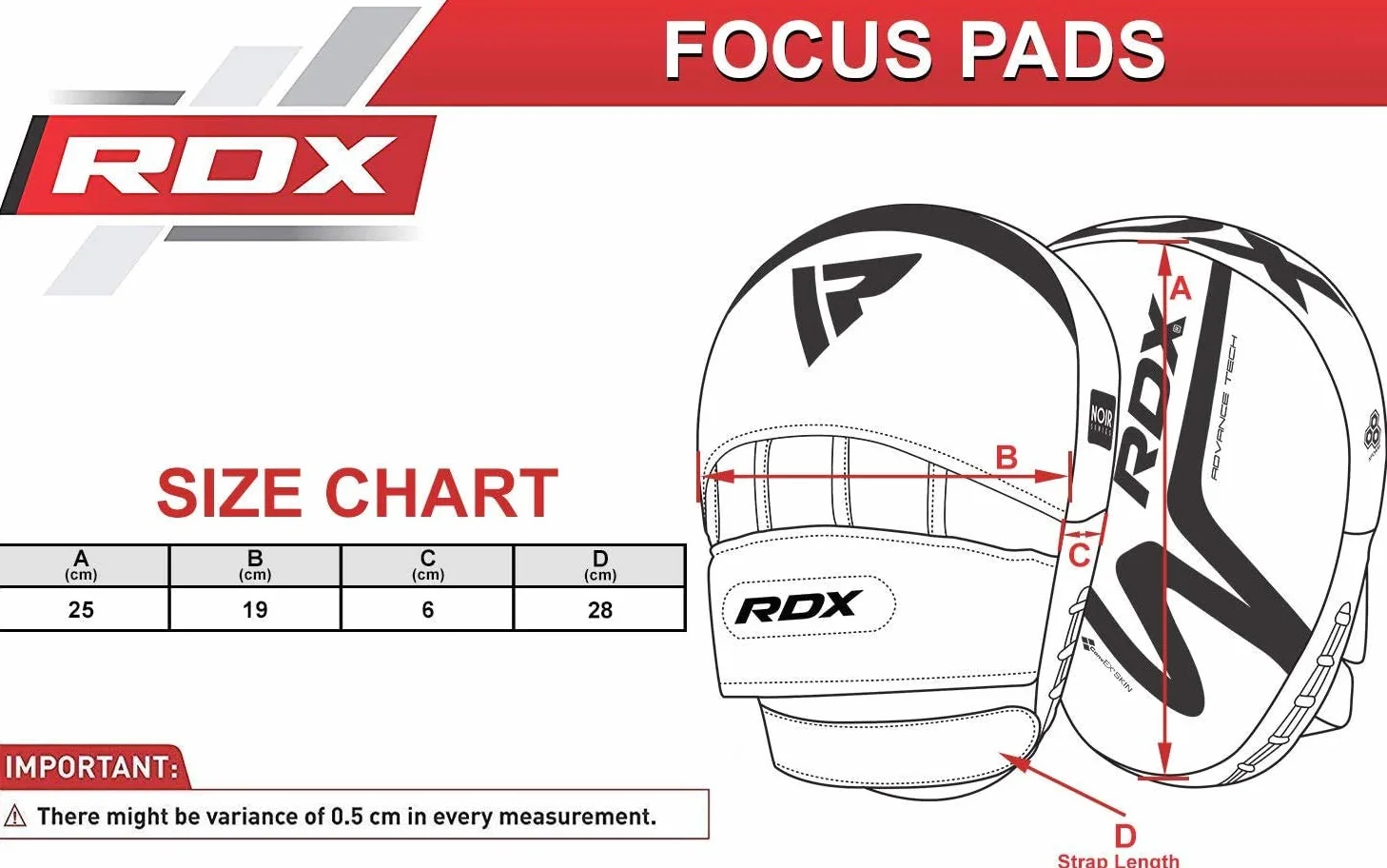 RDX Guantes de Boxeo para Enfoque, Almohadilla de Mano Curvada de Piel con Correa Ajustable
