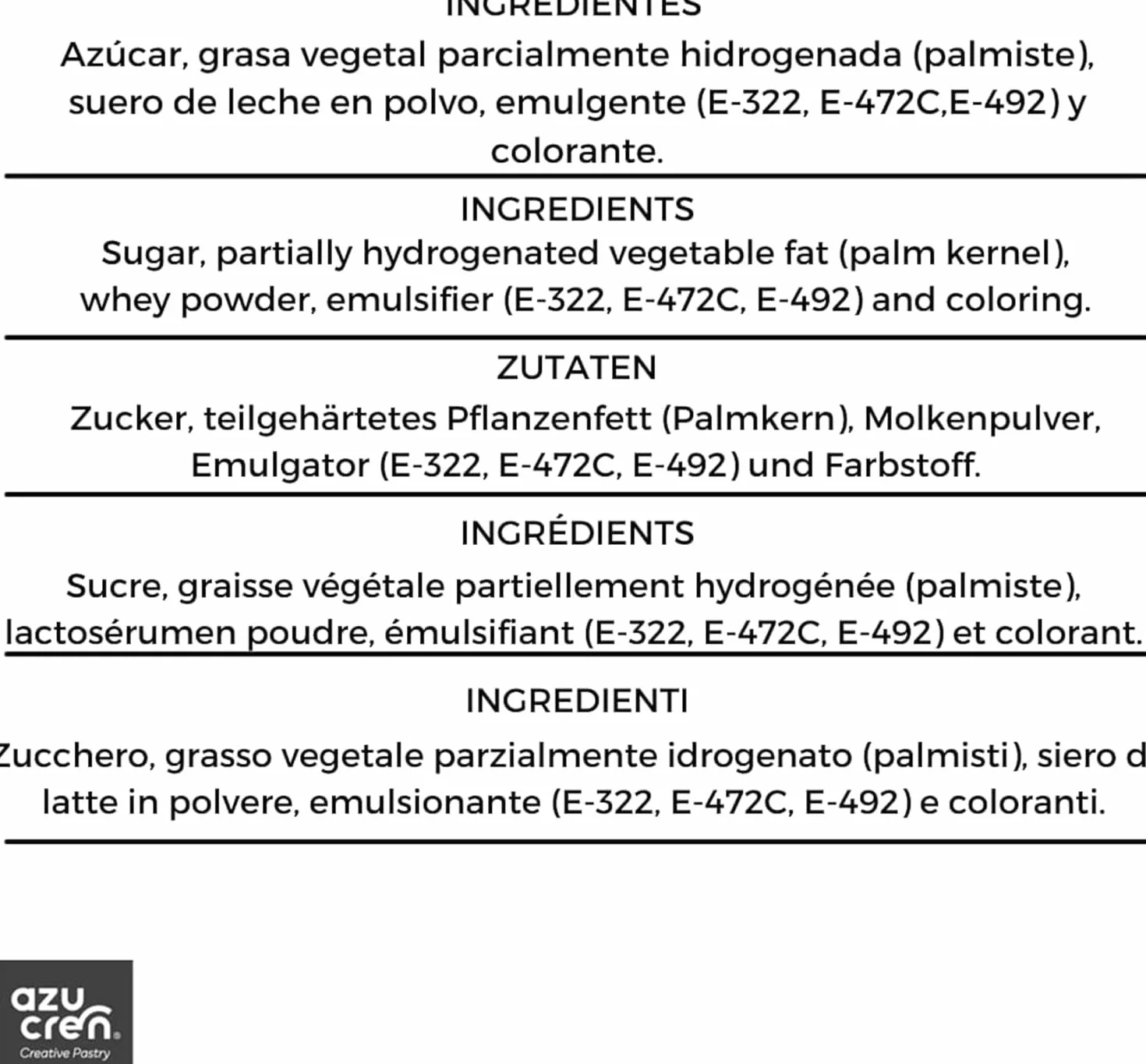 Azucren, Cobertura para Derretir, Sabor Similar al Chocolate, Ideal para Cubrir, Moldear, Bañar y Decorar Tartas, Cake Pops y Postres, Textura Cremosa y Fácil de Usar, 250 g (Blanco Brillante)