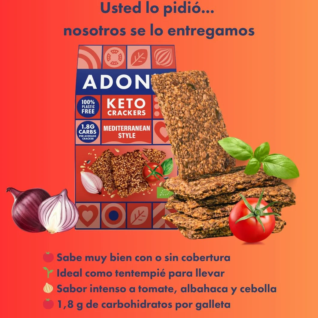 Adonis Cracker Proteici Keto al Pepe Nero & Sale Marino (Confezione da 10 x 60g) | Vegano & Keto Friendly | 100% Naturale | Senza Glutine
