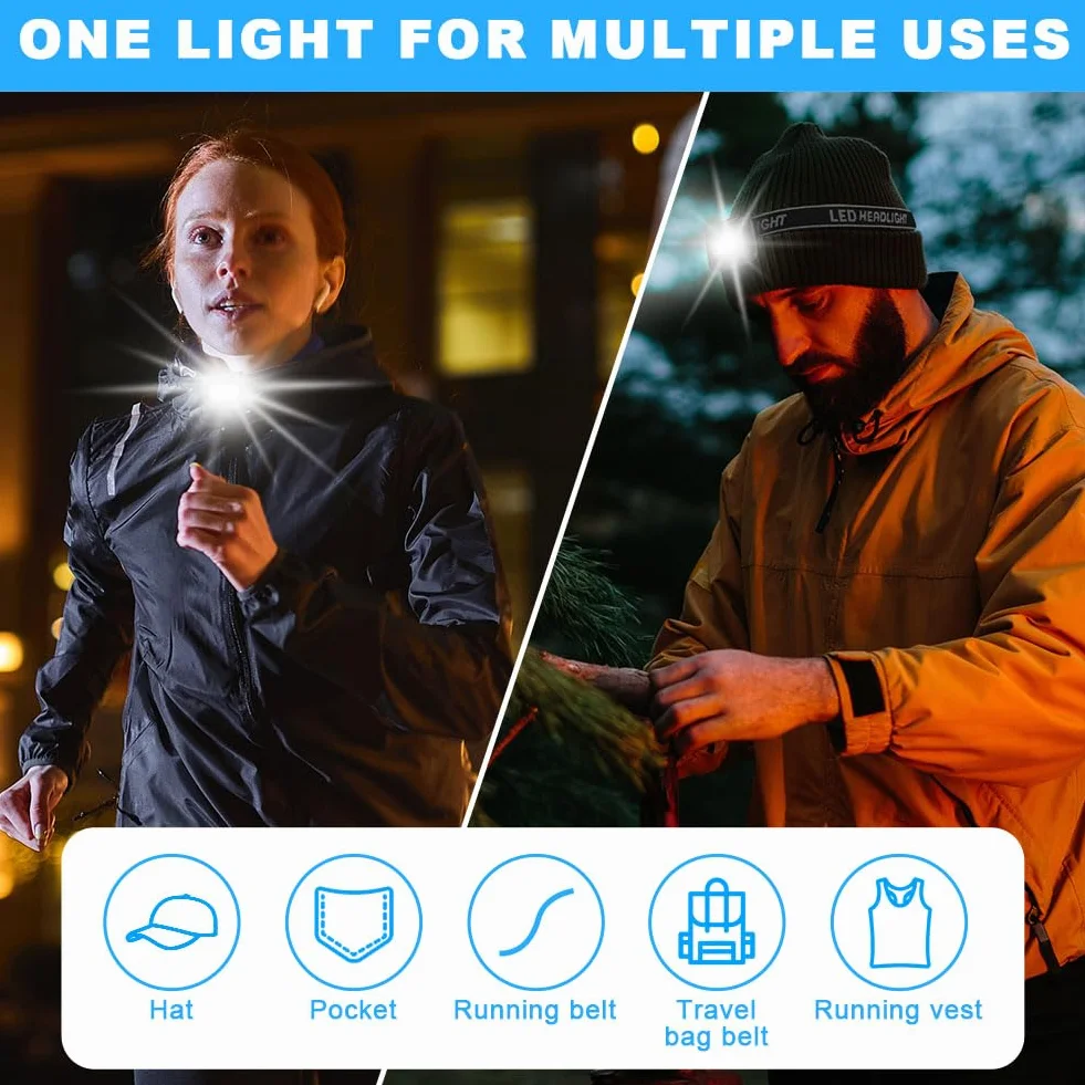 Linterna Frontal Portátil LED con Clip Magnético Ajustable, 6 Modos, Impermeable, USB Recargable