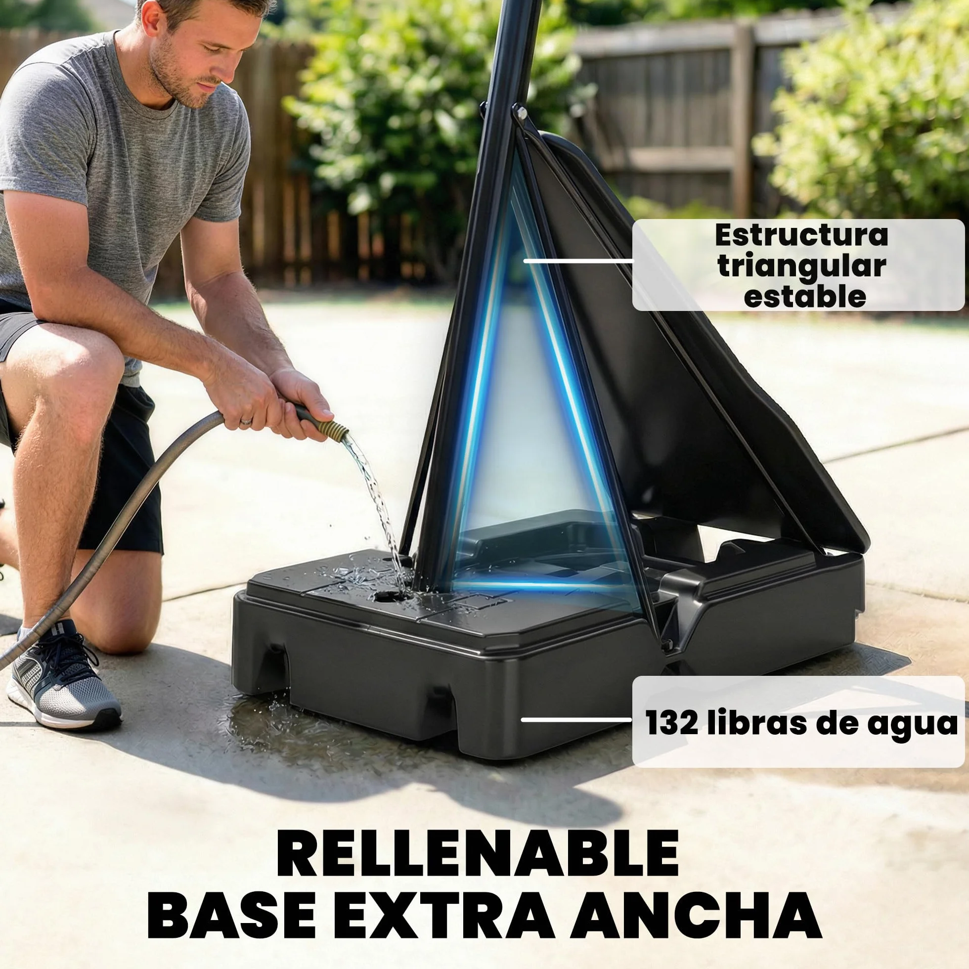 SPORTNOW Canasta de Baloncesto Exterior, Altura Ajustable 245-305 cm, Portátil con Ruedas, Base Rellenable, Tablero Irrompible
