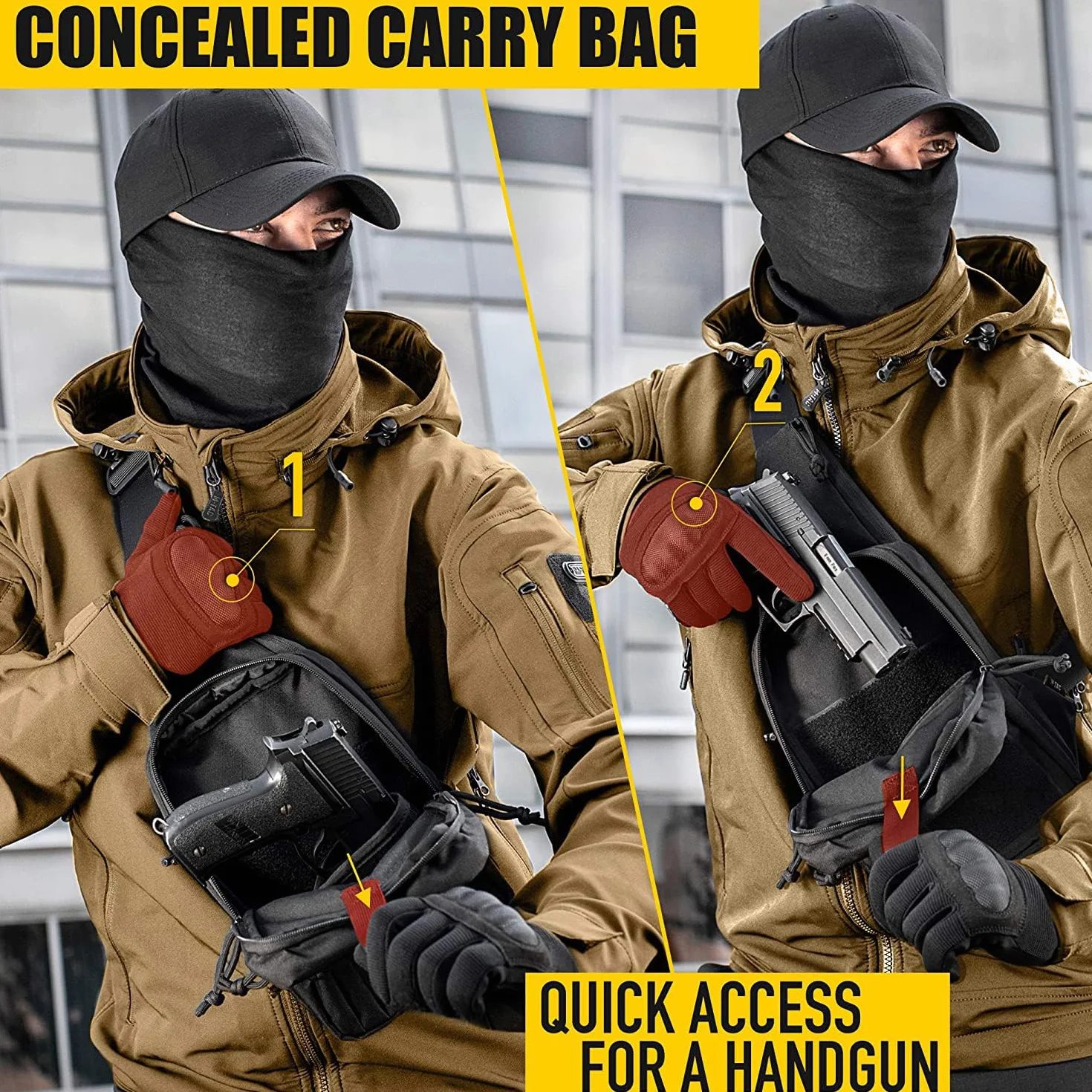 ACEXIER Bolso de hombro táctico militar oculto para pistola funda llevar bolsa acampar caza