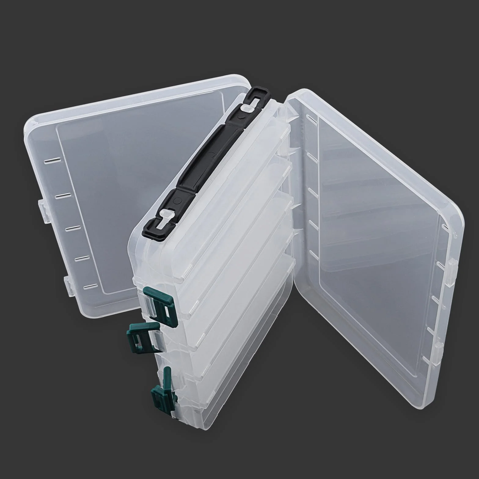 Caja de almacenamiento de aparejos de pesca transparente de plástico 10 rejillas 20 x 16 x 5 cm