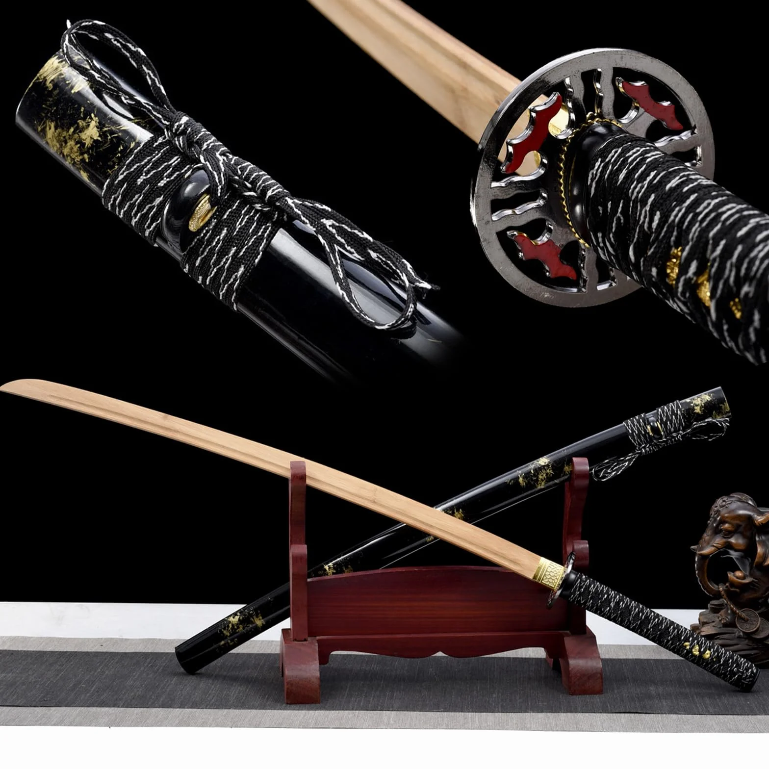 Katana de bambú Natural 103cm Bokken Hecho a Mano Espada samurái de Madera para Entrenamiento Kendo