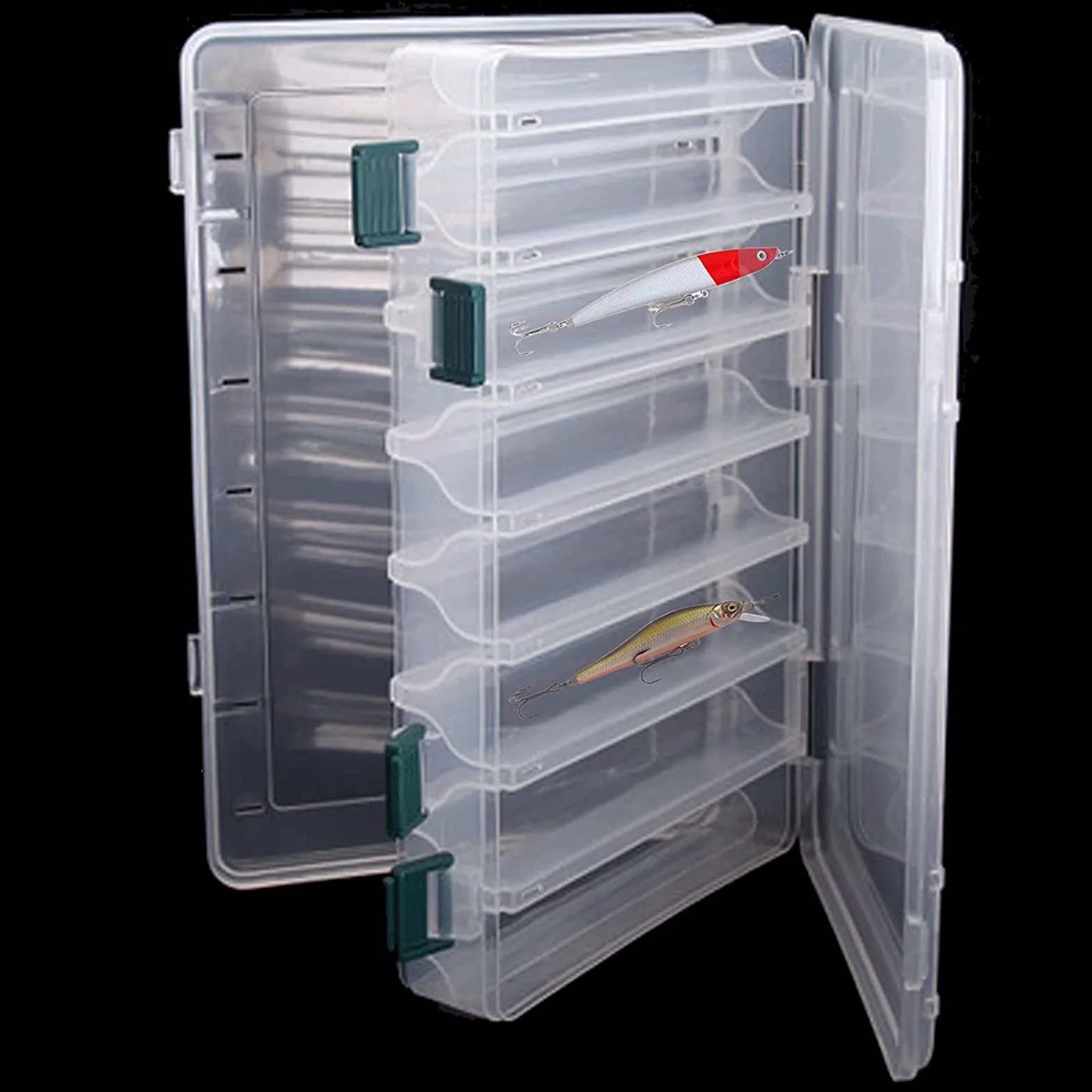 Cajas de Pesca Doble Cara Compartimentos 27x18x4.7cm Organizadora Accesorios
