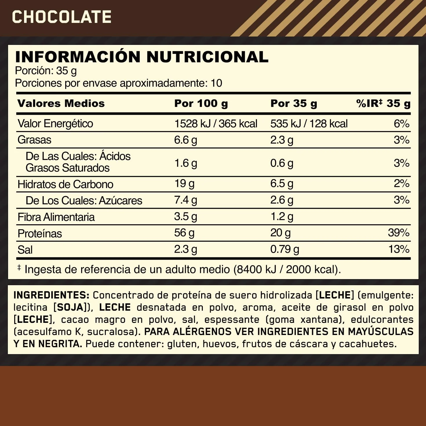 Optimum Nutrition Chocolate Caliente Proteico en Polvo, Sabor Chocolate, 350g, 10 Servicios