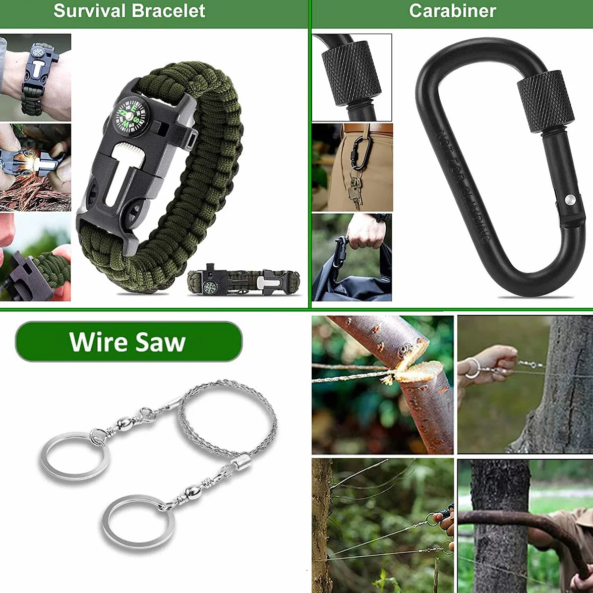 Kit de Supervivencia 15 en 1 Multifuncional Bolsa de Emergencia para Viajar Caminar Acampar