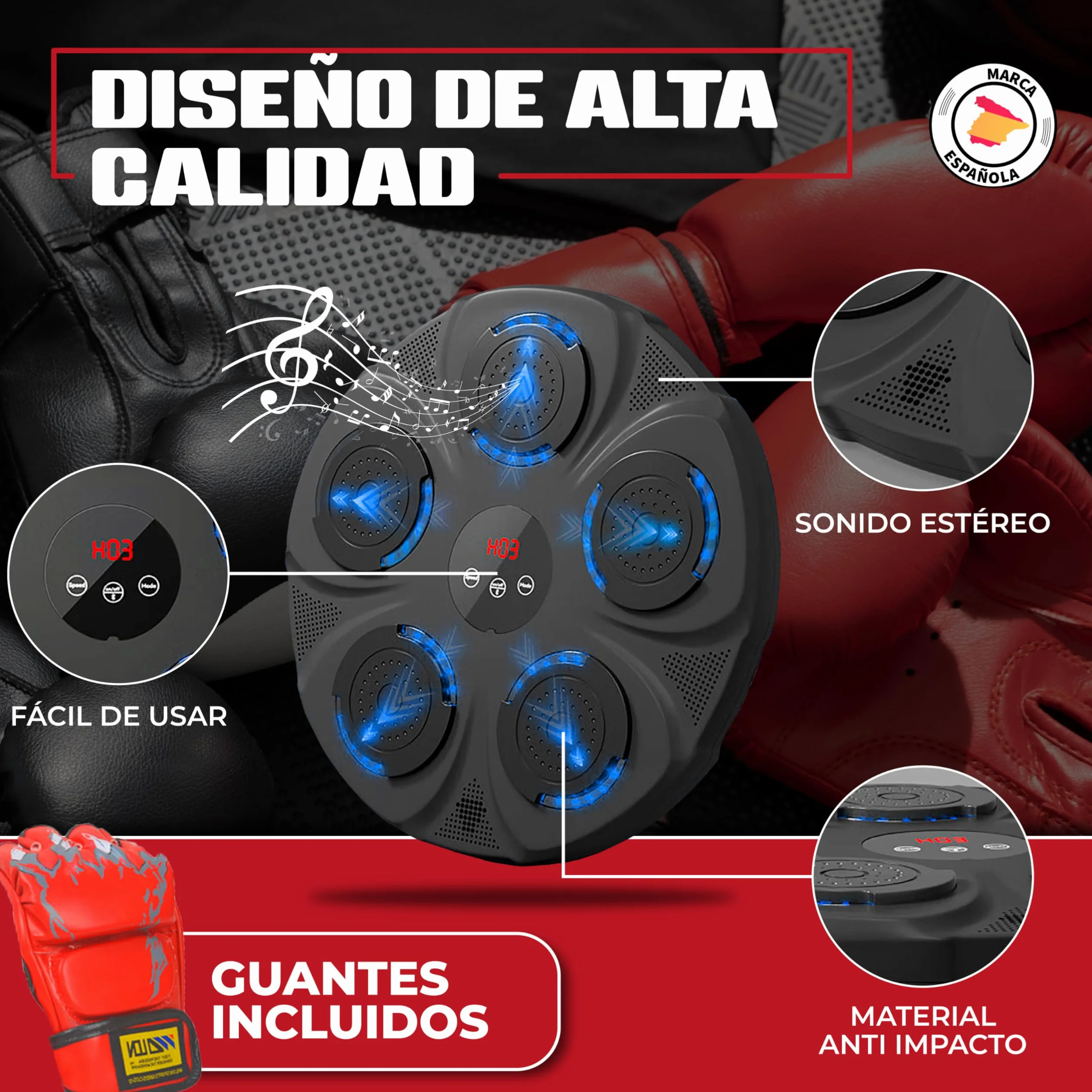 Máquina de Boxeo Musical con Guantes para Niños y Adultos