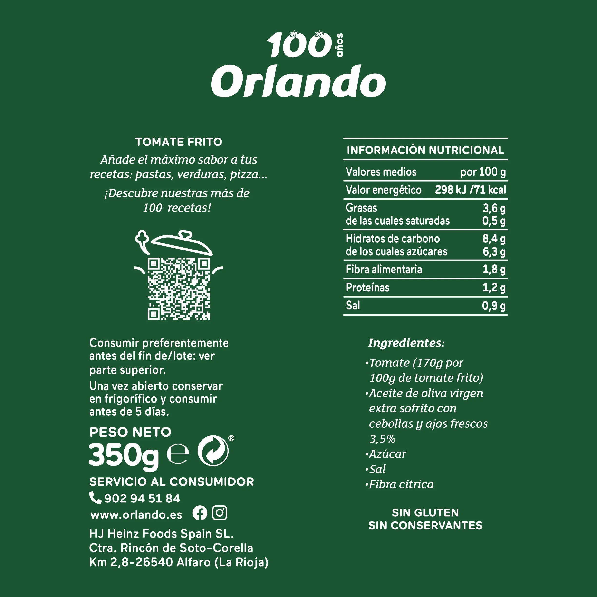 Orlando Tomate Frito Aceite de Oliva Virgen Extra Brik Pack 3 x 350g