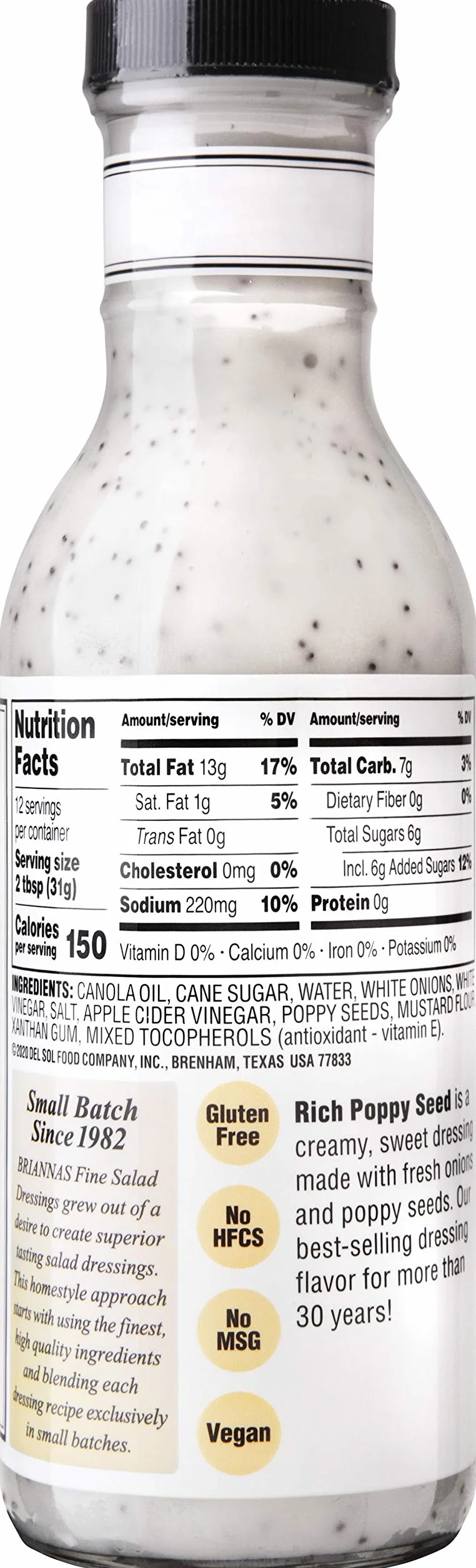 Briannas Home Styles - Rich Poppy Seed Dressing - 355ml